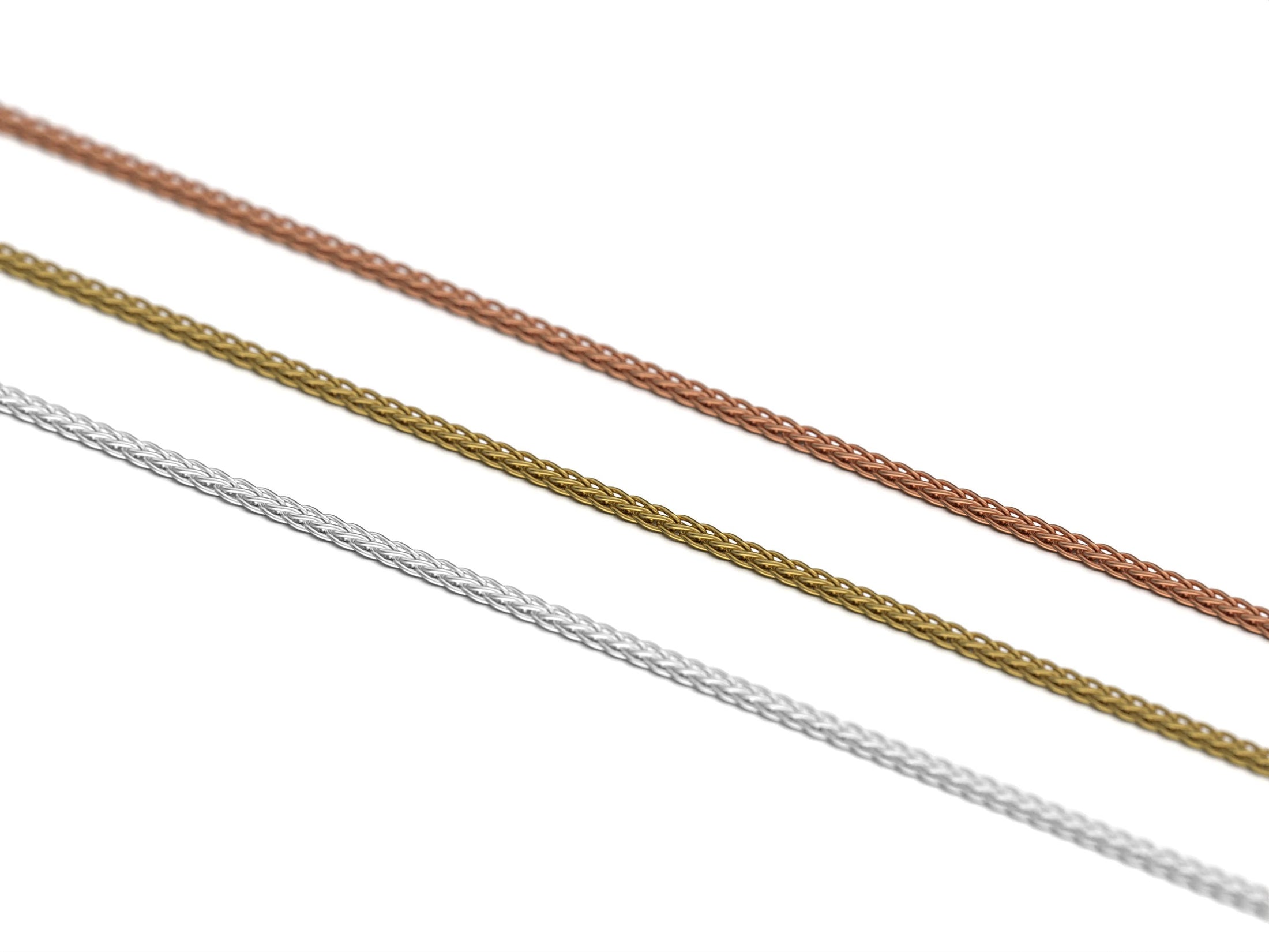 14K Gold Spiga Chain Necklace – Solid Gold Wheat Chain for Men & Women