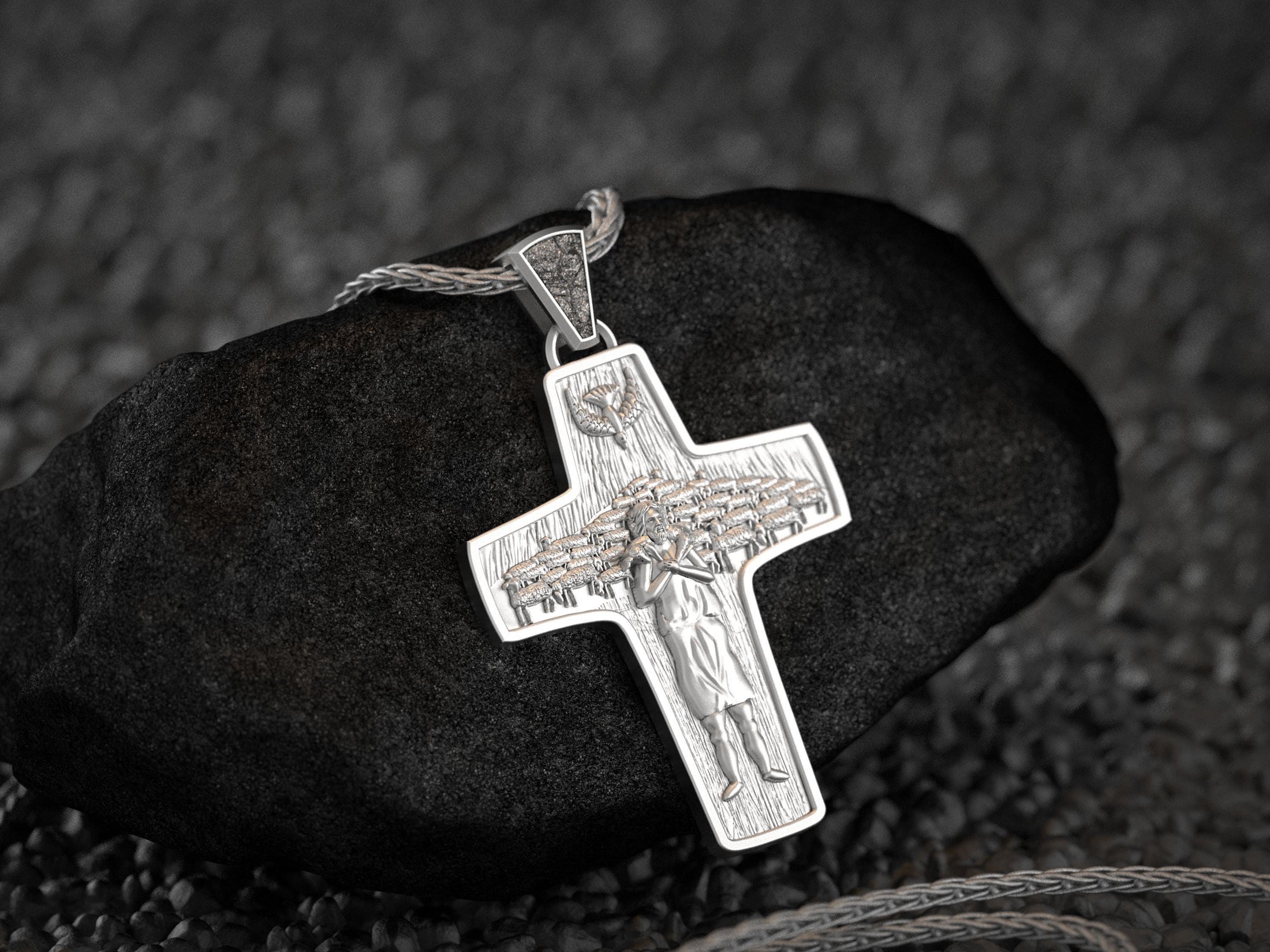 Pope Francis Cross Pendant – 925 Sterling Silver Shepherd Cross, Catholic Faith Jewelry, Religious Gift for Him or Her