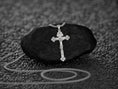 Bild in Galerie-Betrachter laden, Rhodium plated Jesus cross with rose detailing,
