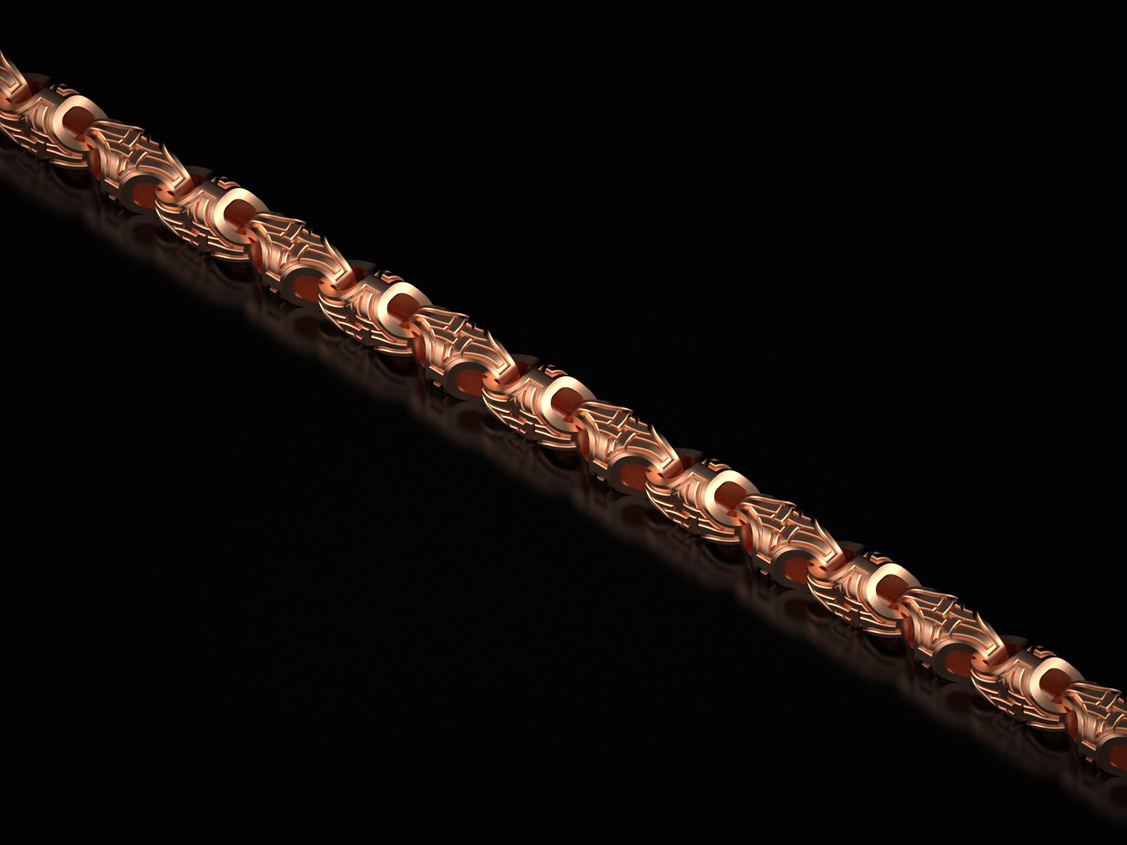 Rose gold-plated Norse link chain in high detail