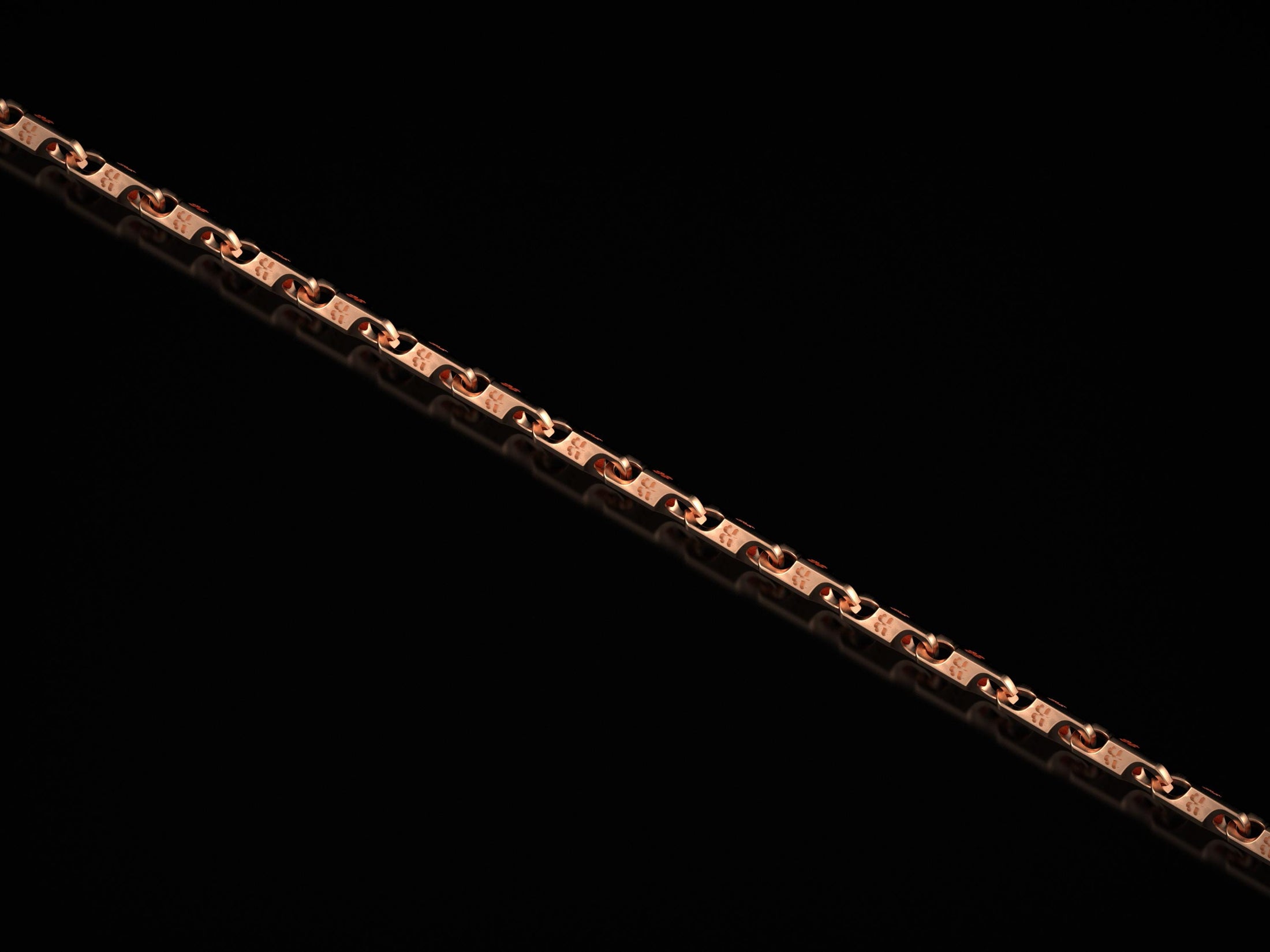 Rose gold clover chain with fine engraved details