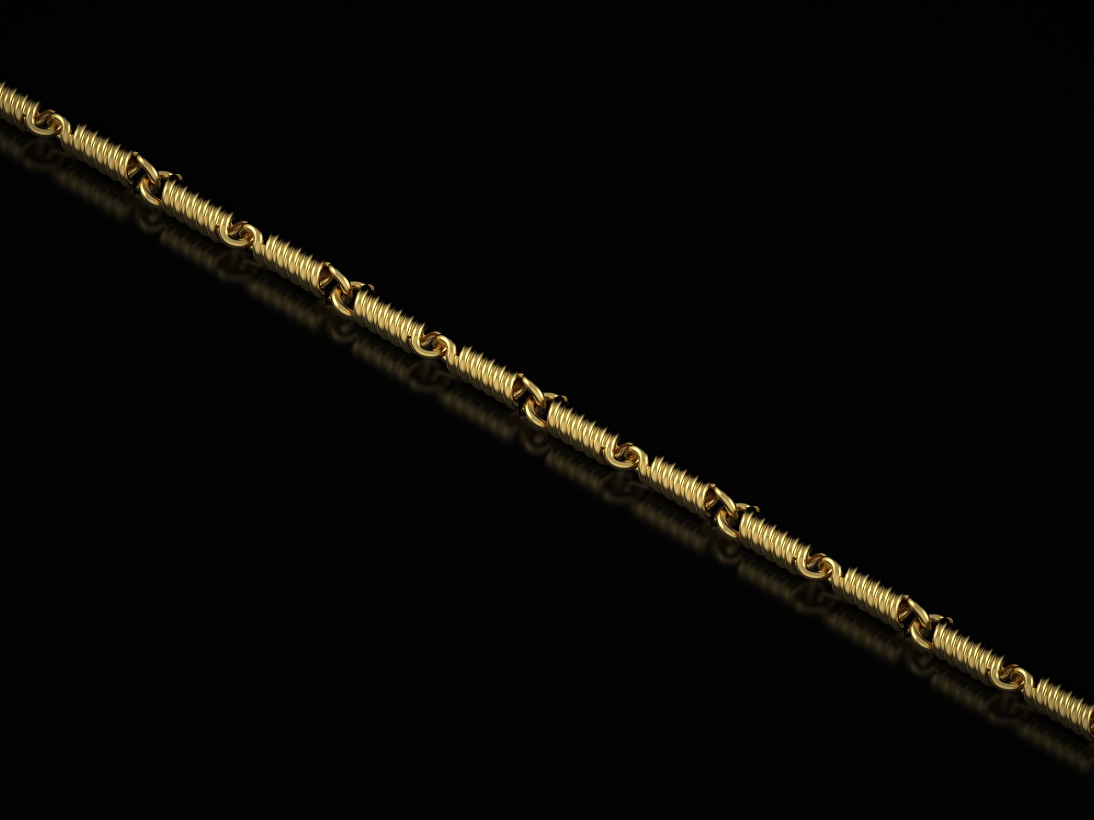 Gold plated spring wire chain in industrial style
