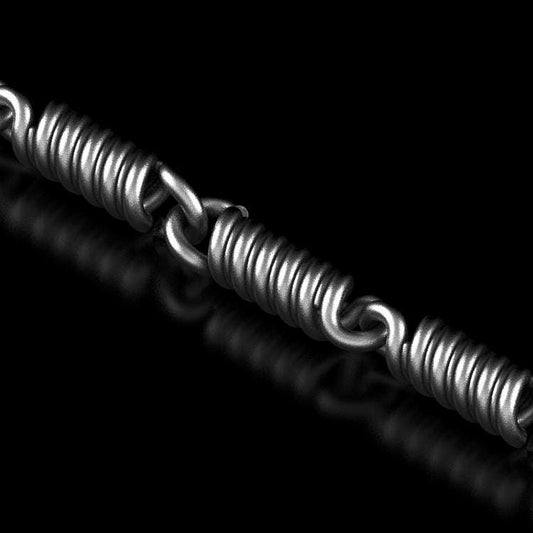 Oxidized coil chain necklace with spring-style links