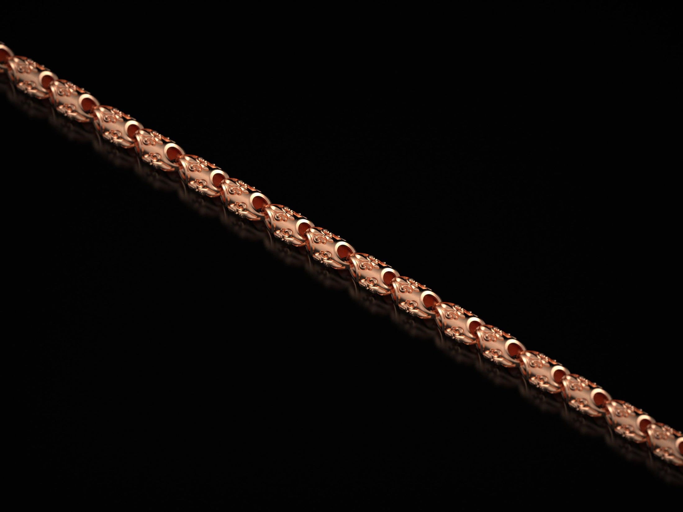 Rose gold plated medieval lily chain design