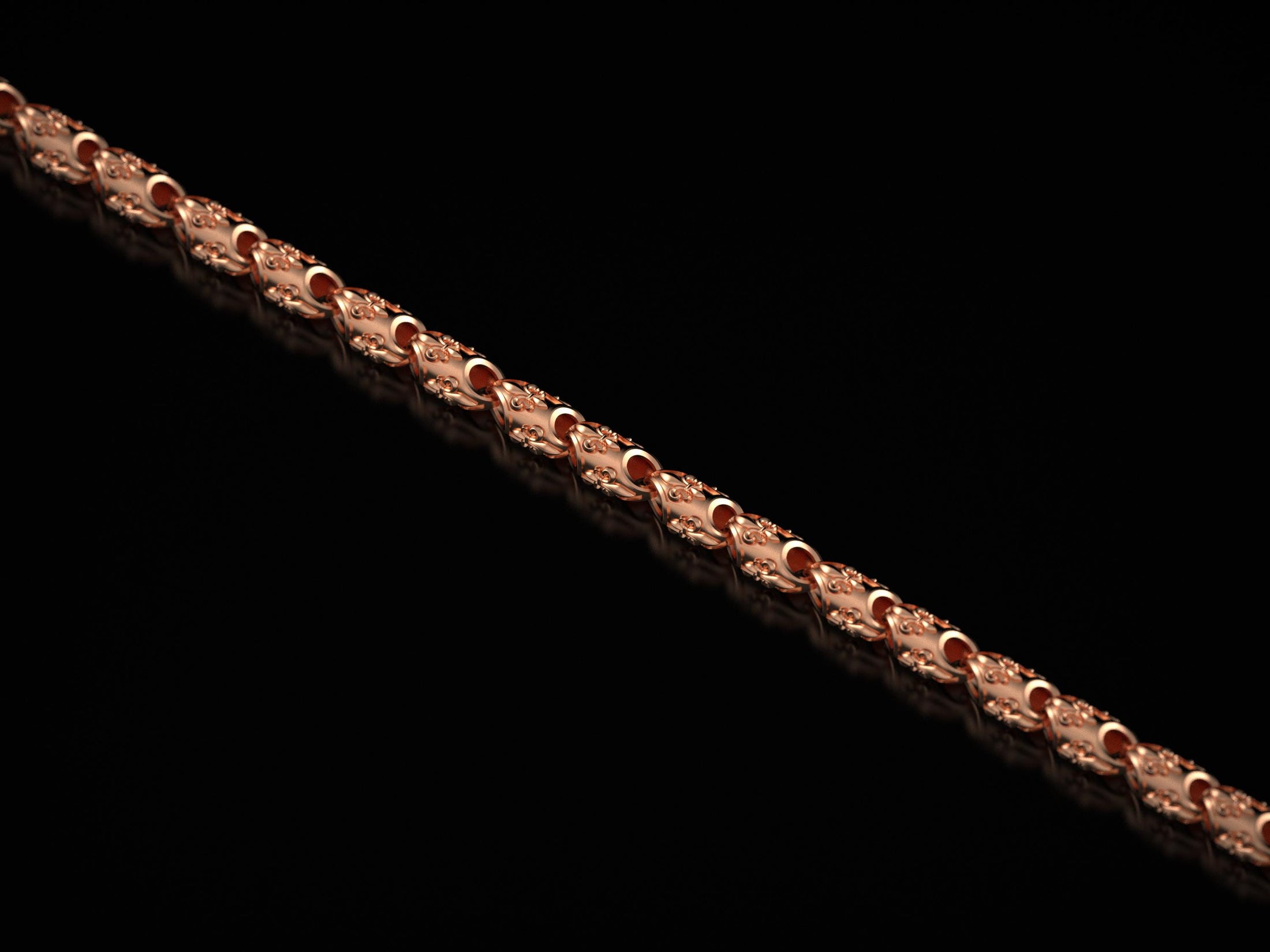 Rose gold plated medieval lily chain design