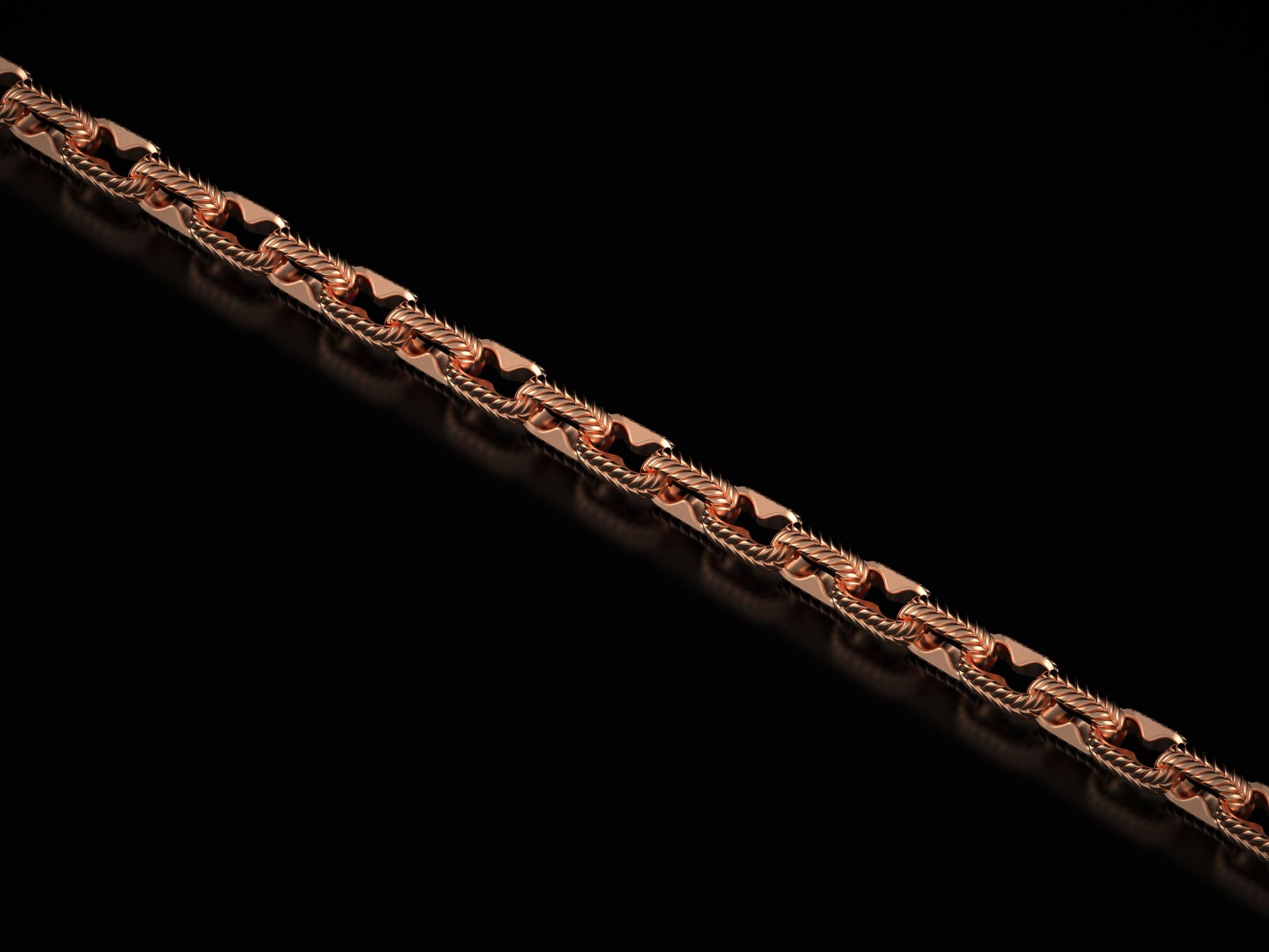 Rose gold plated version of the twisted rope chain