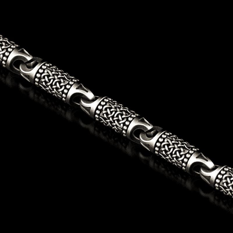 Full view of oxidized Norse-style link chain