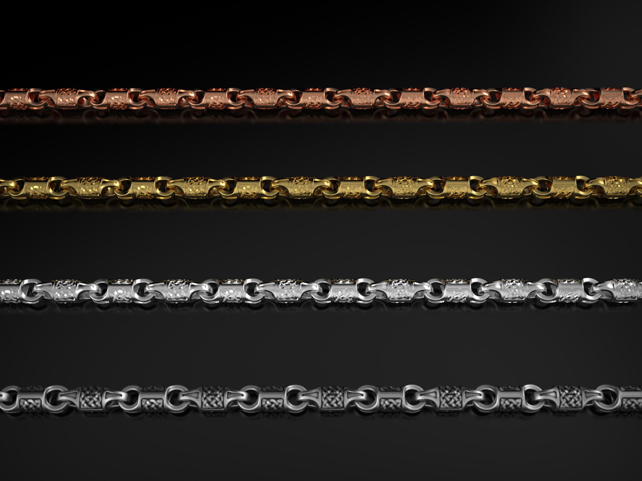 Masculine braided chain in oxidized 925 silver