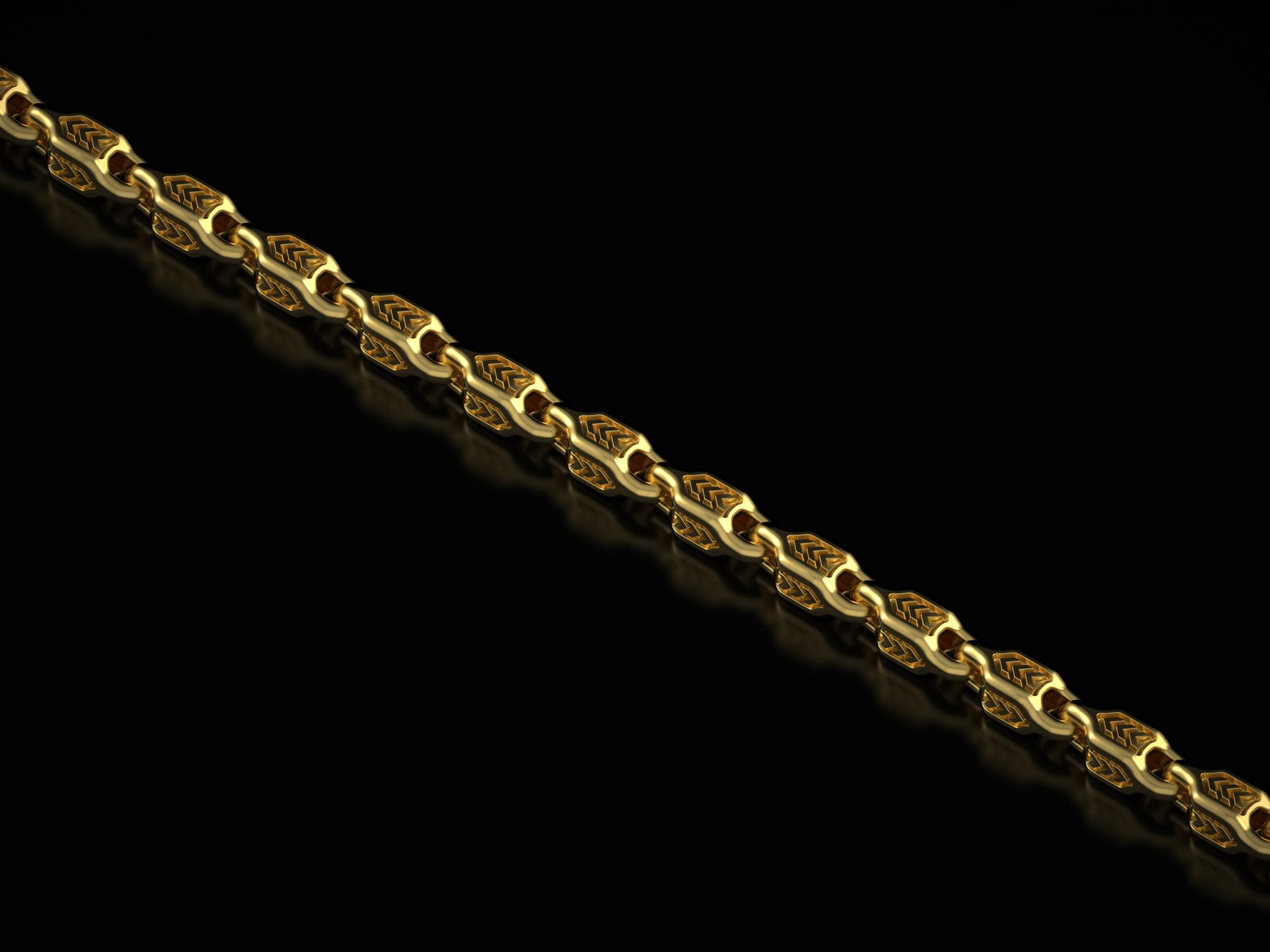 Gold-plated arrowhead chain with dark inlays