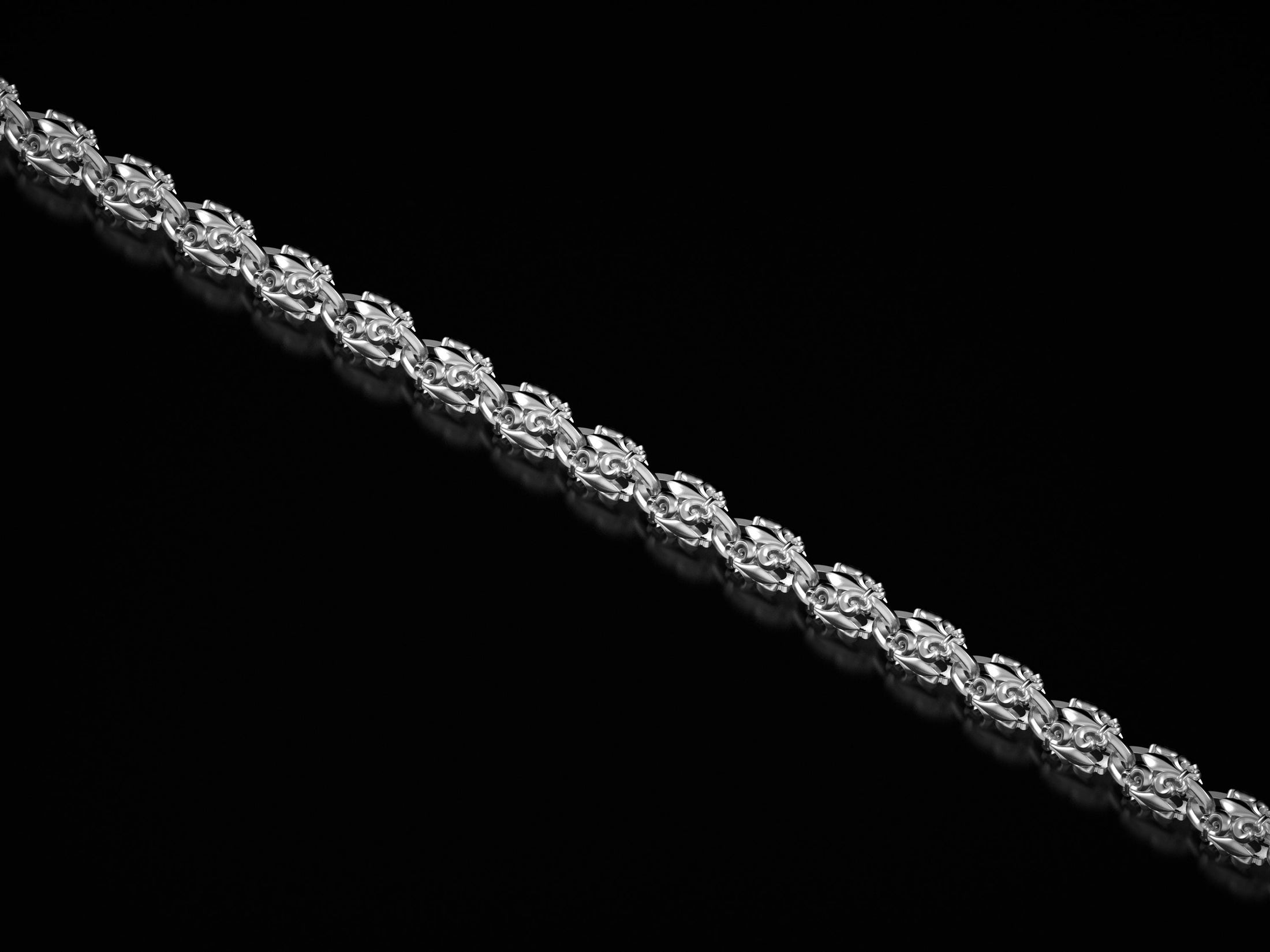 Fleur-de-Lis Link Chain Necklace – 925 Sterling Silver