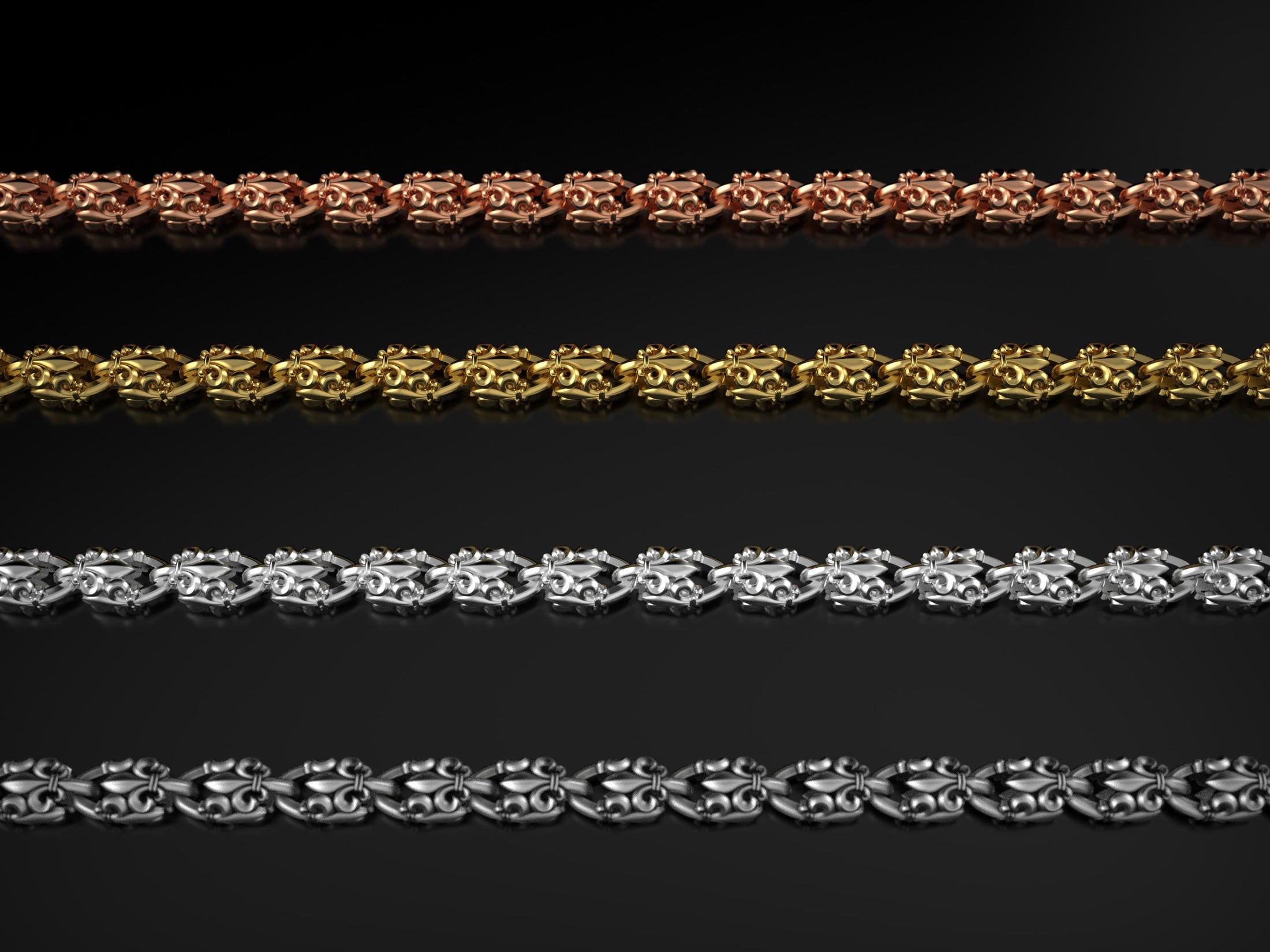 Fleur-de-Lis Link Chain Necklace – 925 Sterling Silver