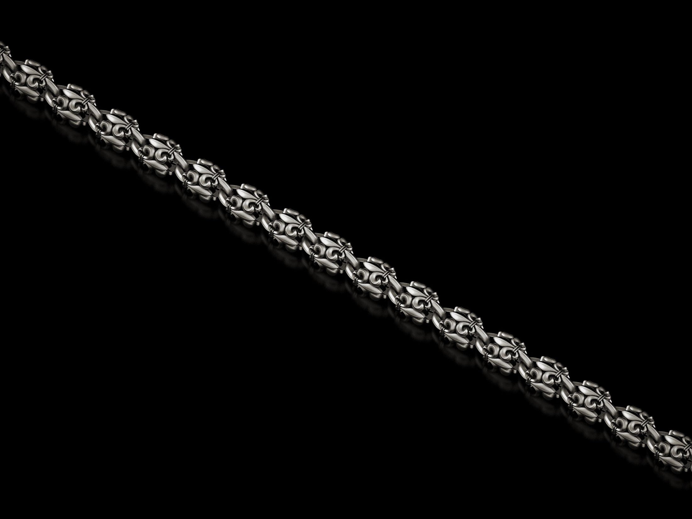 Fleur-de-Lis Link Chain Necklace – 925 Sterling Silver