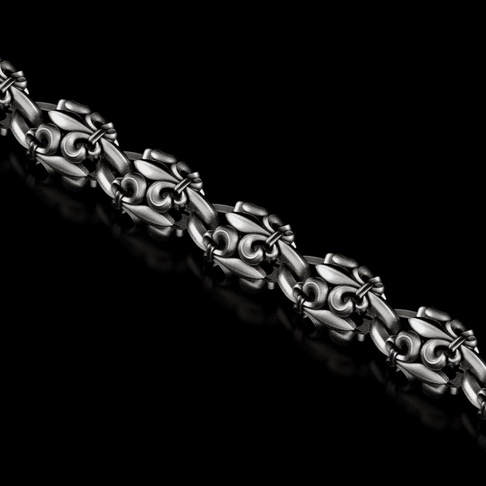 Fleur-de-Lis Link Chain Necklace – 925 Sterling Silver