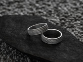 Geometric Weave Band Ring – Silver, Gold, or Rose Gold Finish – Modern Symbolic Men's Wedding Ring