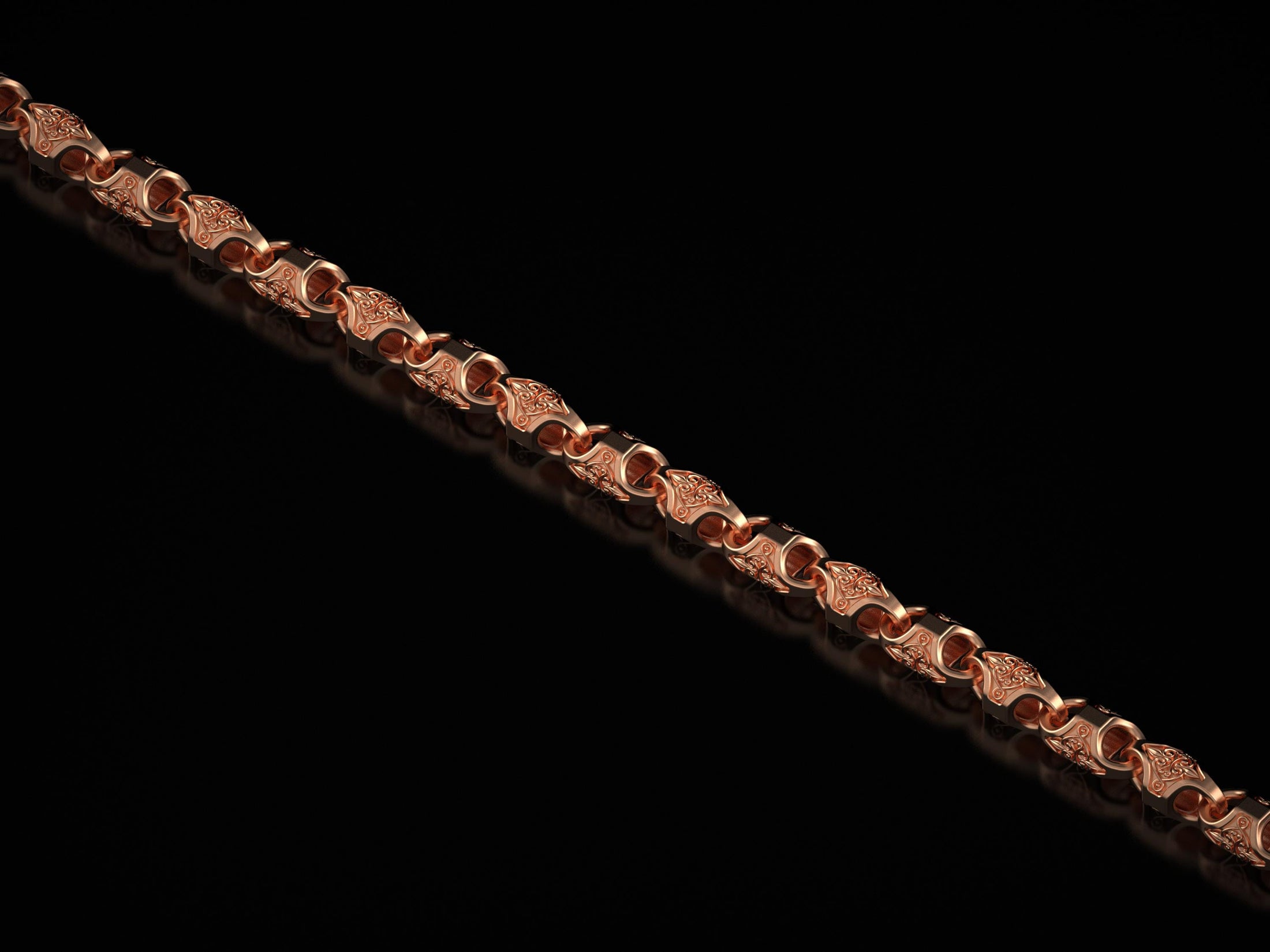 Rose gold version with baroque knotwork