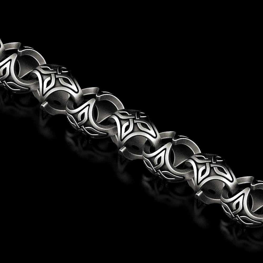 Oxidized Celtic triquetra chain necklace with bold links