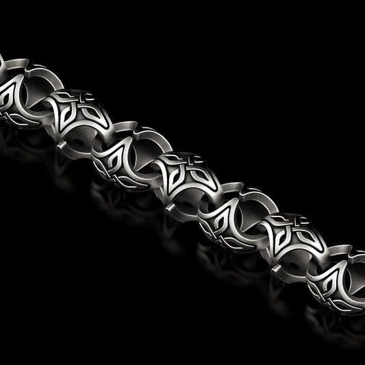 Oxidized Celtic triquetra chain necklace with bold links
