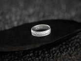 Rhodium plated rustic bark wedding band