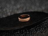 Rose gold plated bark texture ring close-up