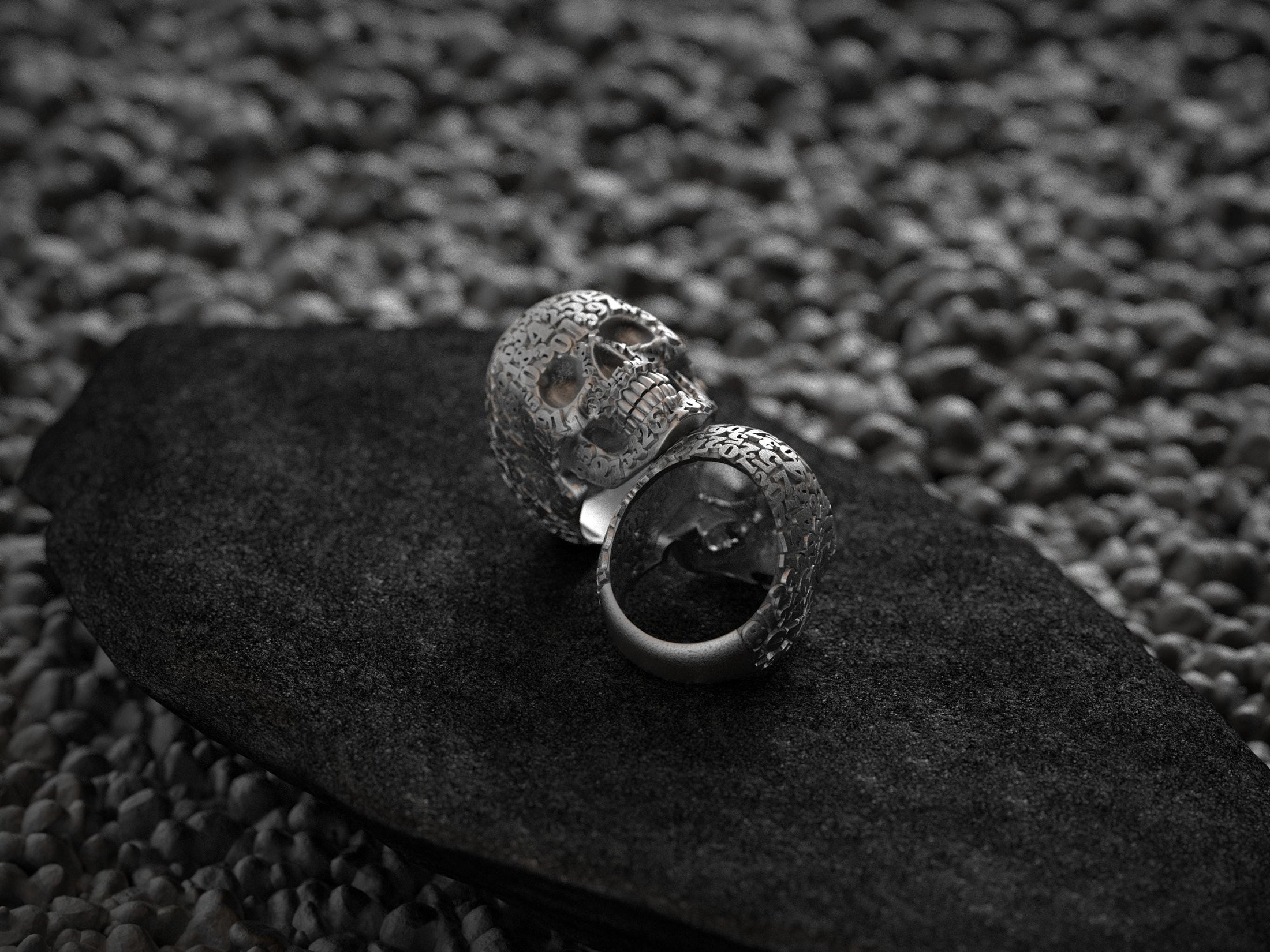 Cronus Skull Numerology 925 Sterling Silver Signet Ring, Memento Mori Jewelry
