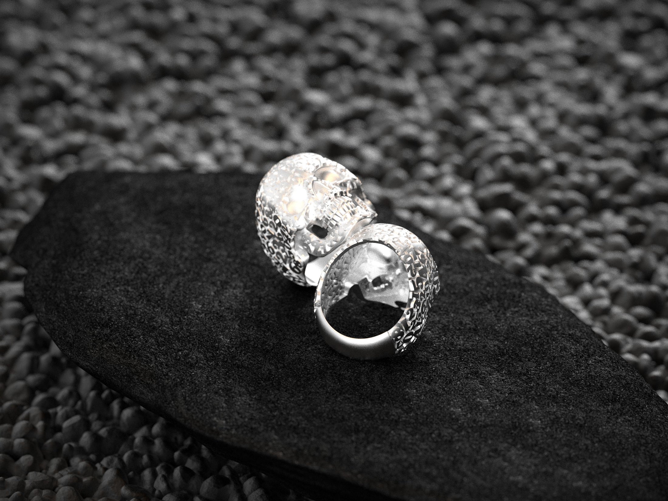 Cronus Skull Numerology 925 Sterling Silver Signet Ring, Memento Mori Jewelry