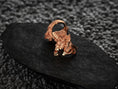 Load image into Gallery viewer, Interior view of rose-gold Medusa signet ring band.

