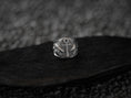 Load image into Gallery viewer, Angled view highlighting shark detailing on silver nautical ring.
