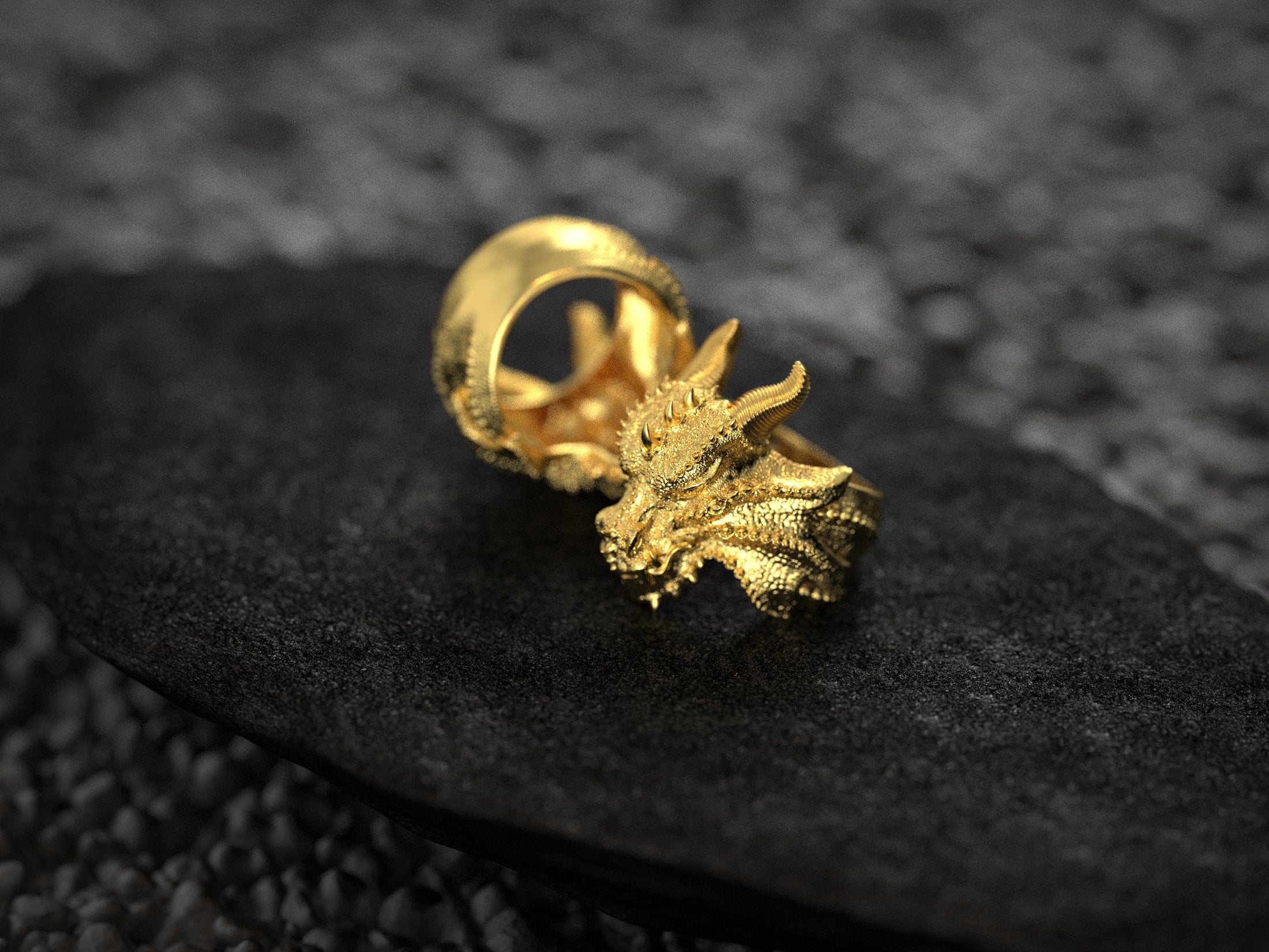 Interior band view of the yellow-gold-plated ring revealing the polished underside.
