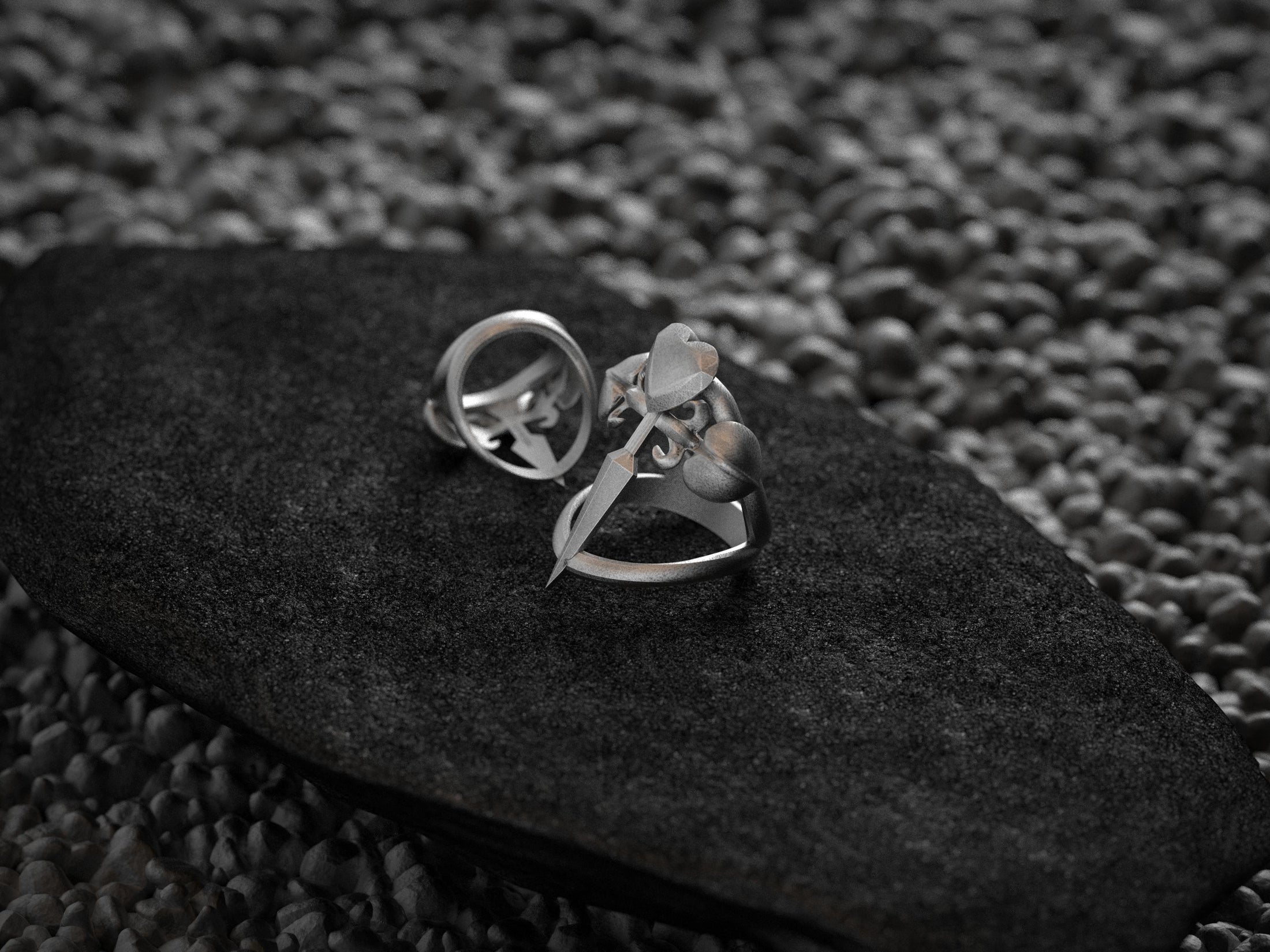Heart Dagger Ring – Sterling Silver Love and Pain Statement Ring for Gothic, Romantic & Symbolic Jewelry Style