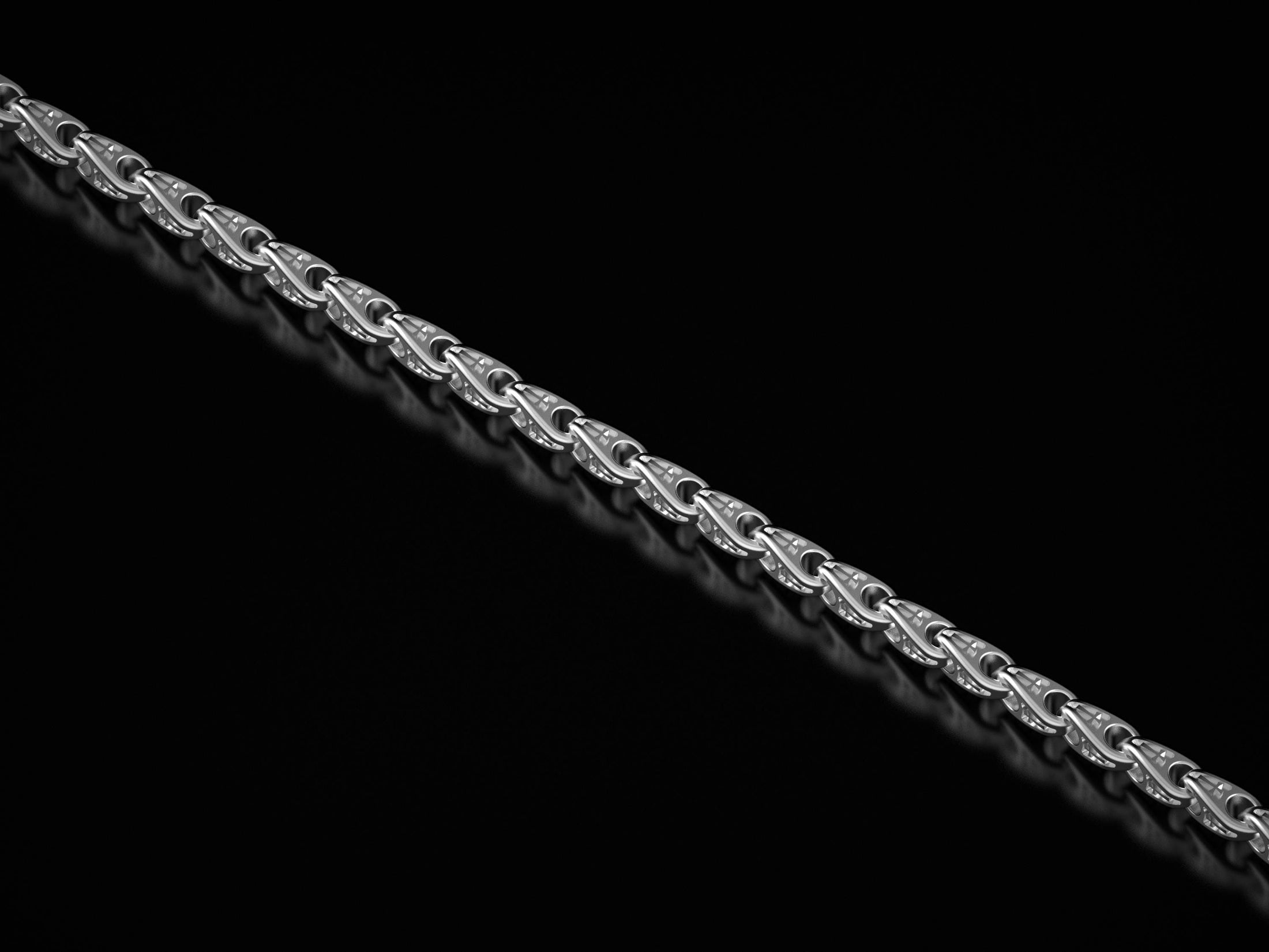 Polished silver Christian chain necklace close-up