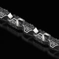 Load image into Gallery viewer, Oxidized Celtic knot chain with intricate engraving and dark finish
