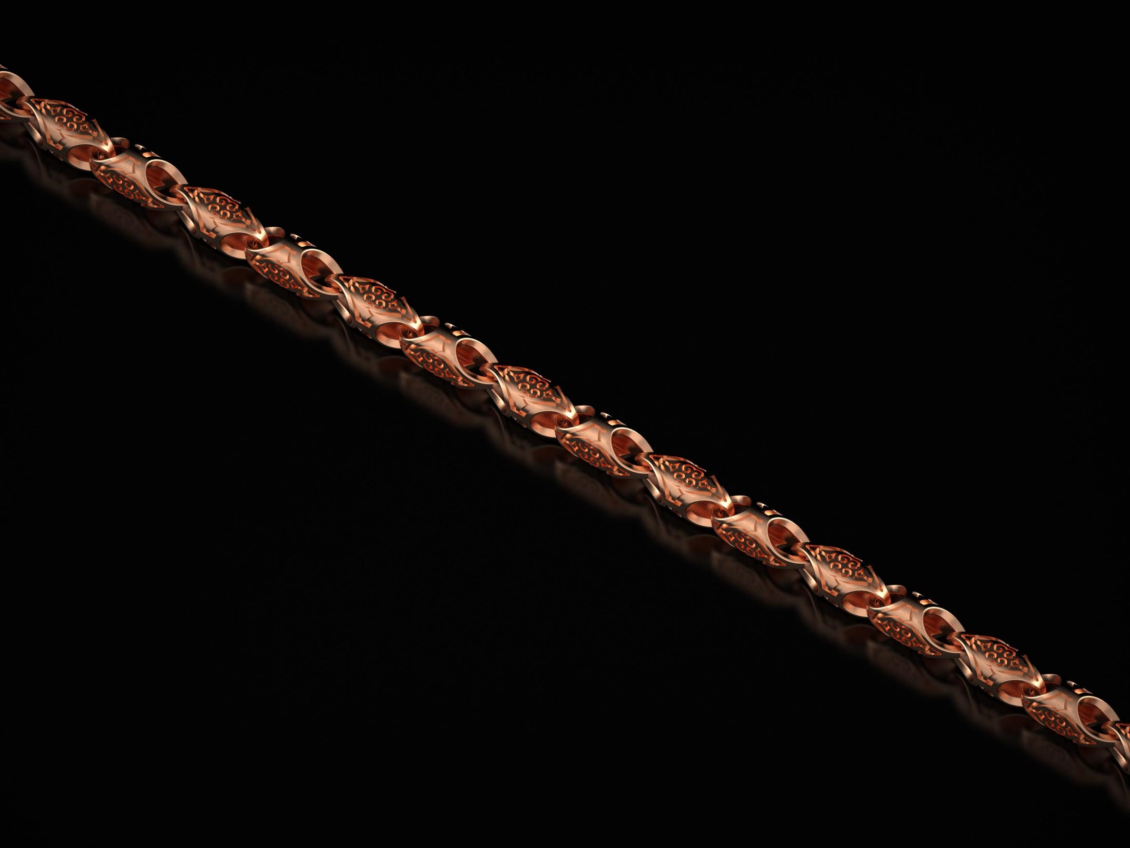 Rose gold-plated version of the vintage scroll link chain
