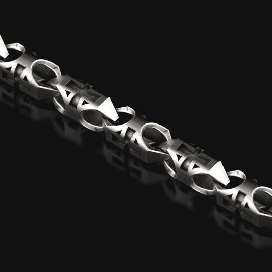 Sterling silver chain with engraved cross links for men,