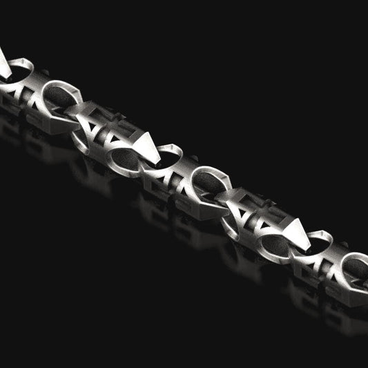 Sterling silver chain with engraved cross links for men,