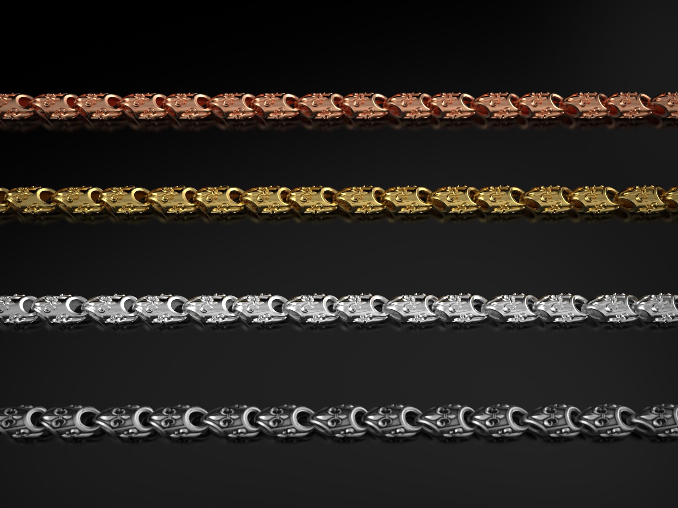 Gothic religious chain with French lily pattern