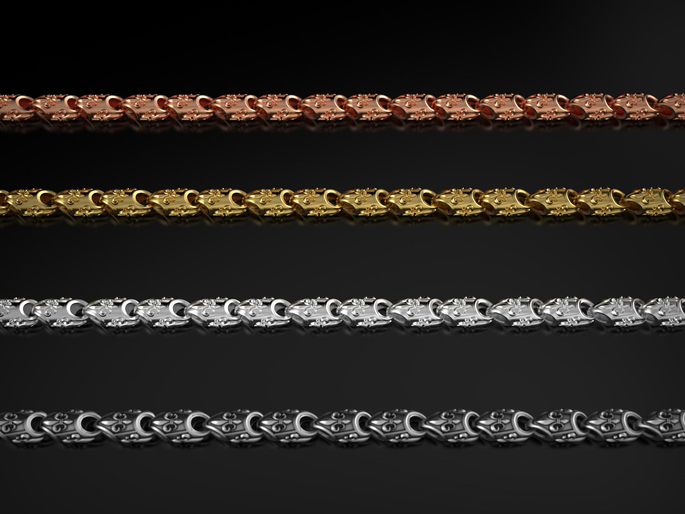 Gothic religious chain with French lily pattern