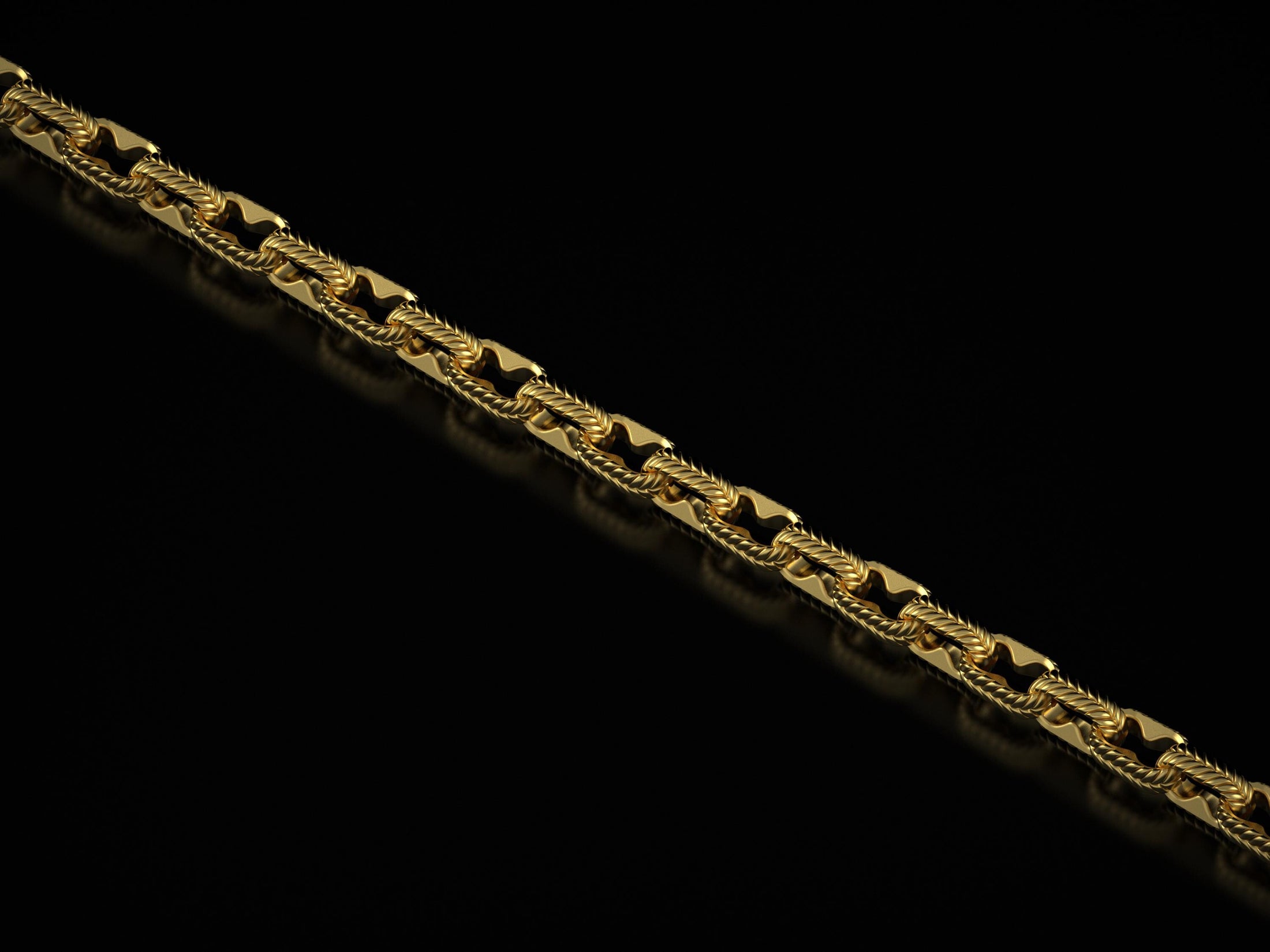 Gold plated rope-texture chain with bold style
