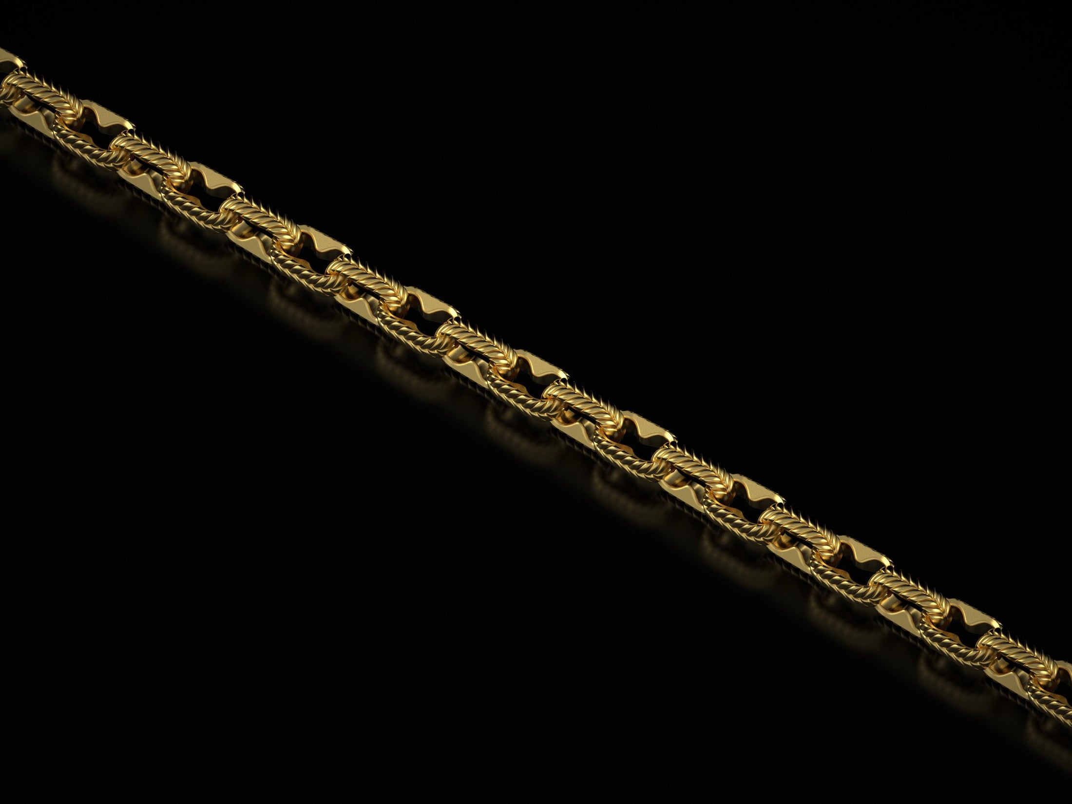 Gold plated rope-texture chain with bold style