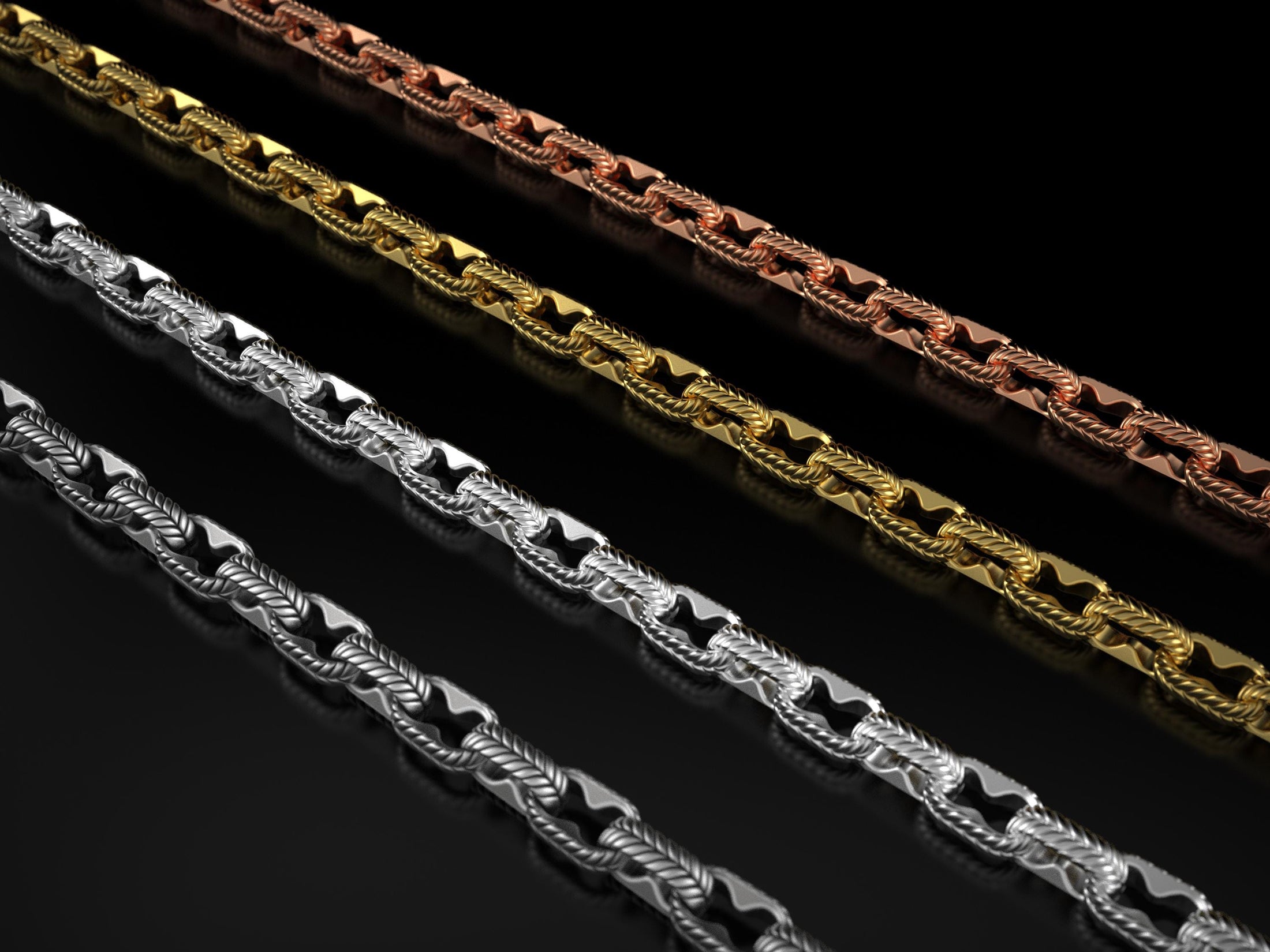 Rope twist chain styled as elegant unisex jewelry