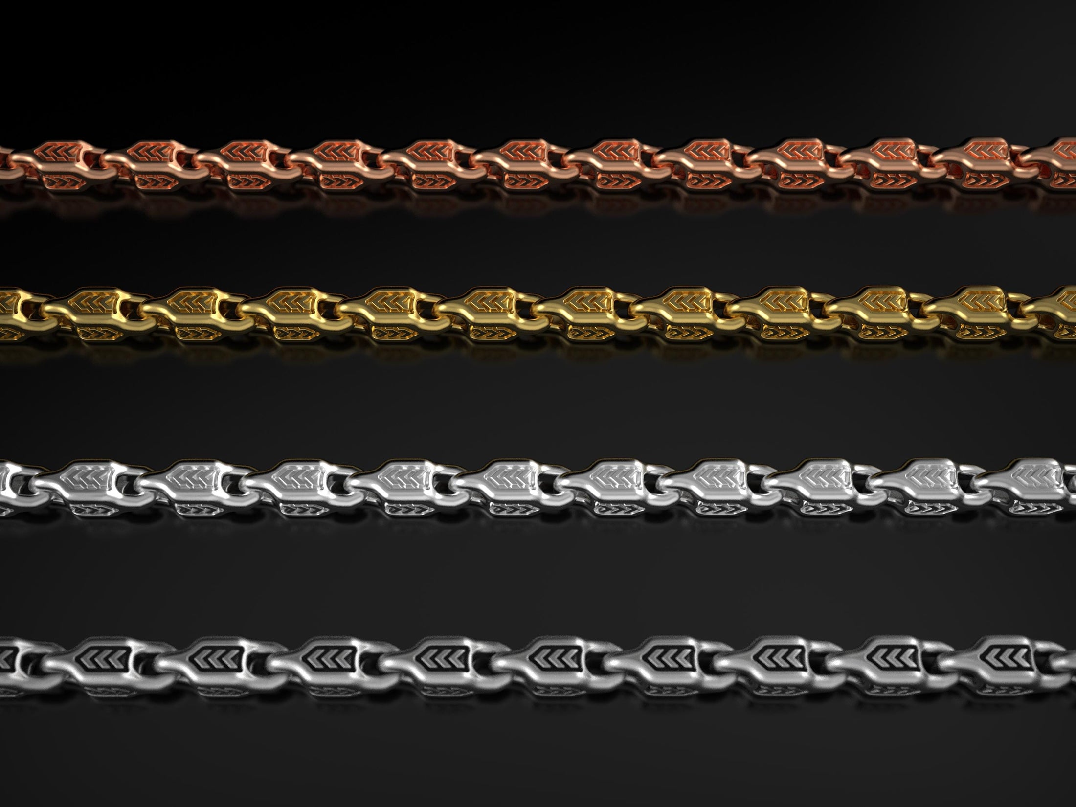 Unisex tribal chain with arrow motif in oxidized silver