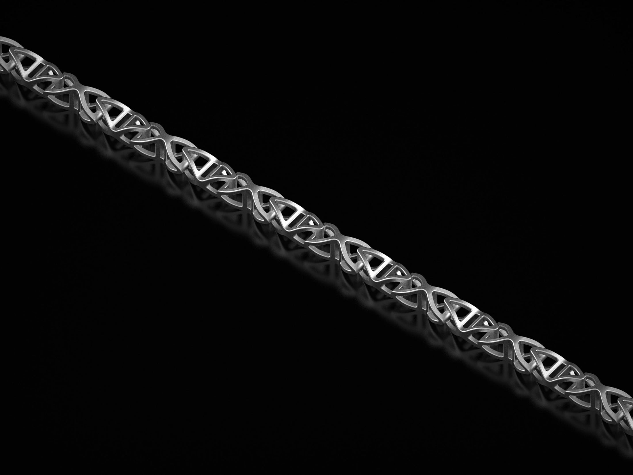 Polished silver version of DNA double helix chain
