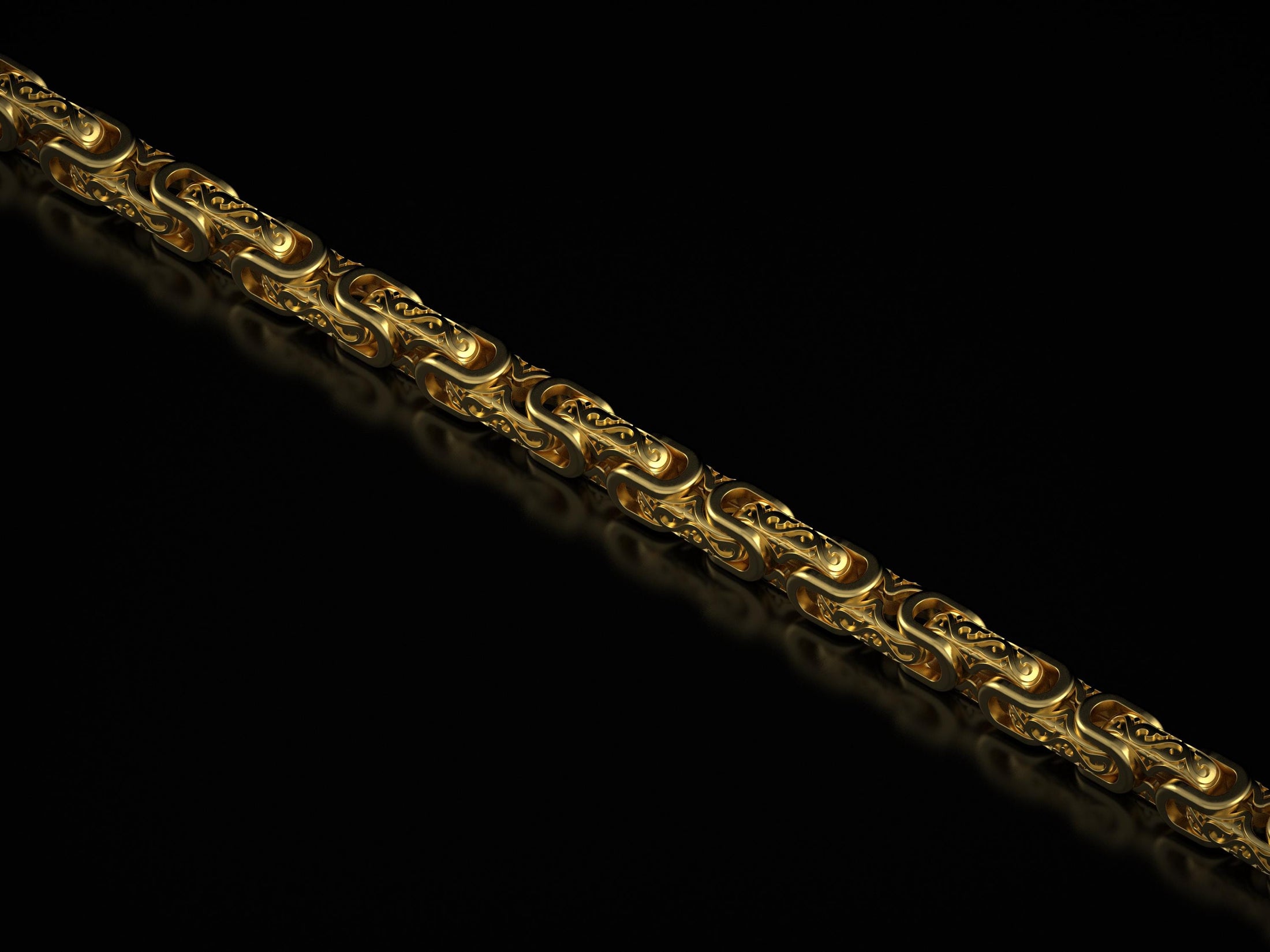 Gold-plated ornate baroque chain with luxurious pattern