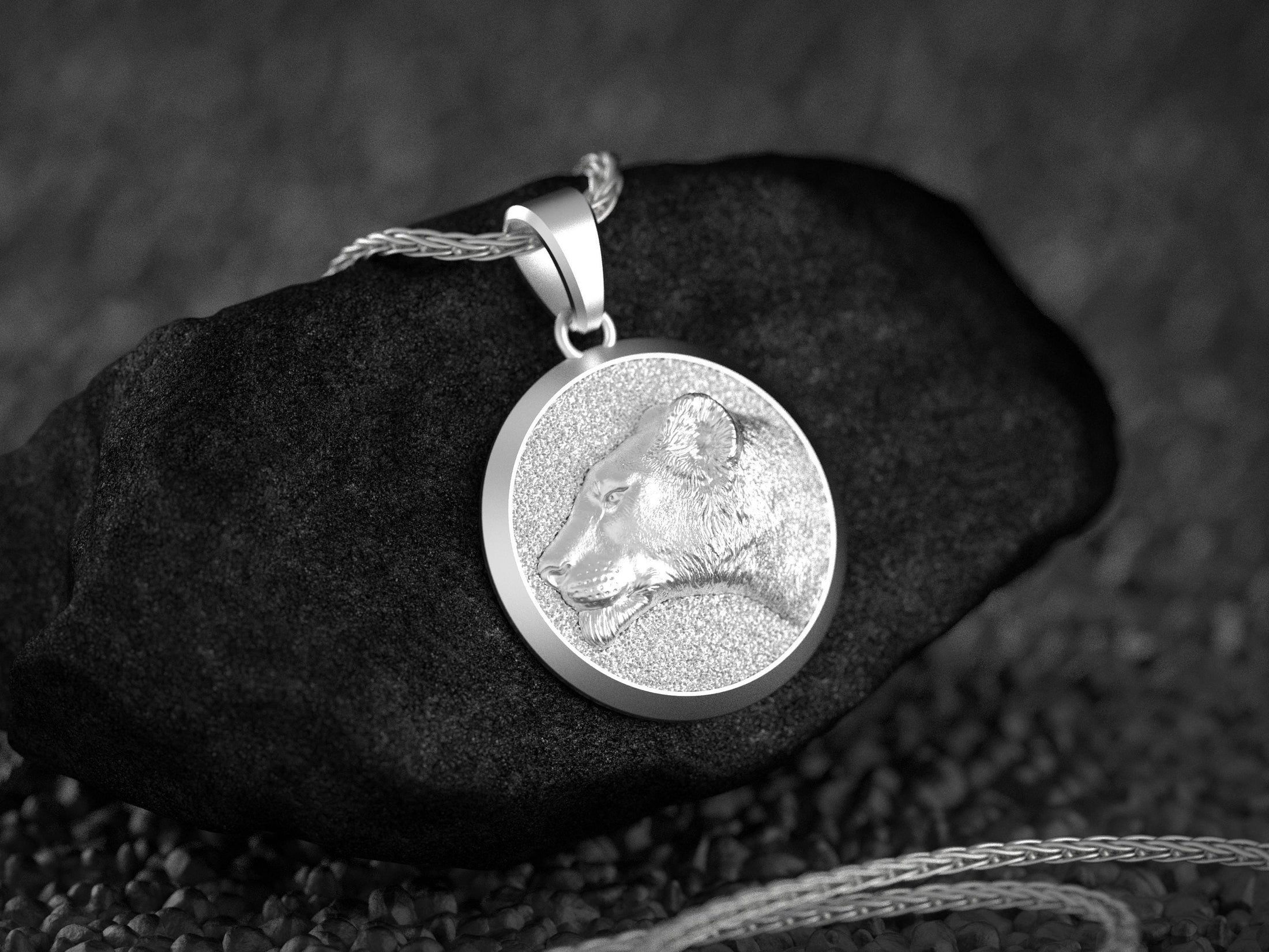Gold Lioness Pendant - Engravable