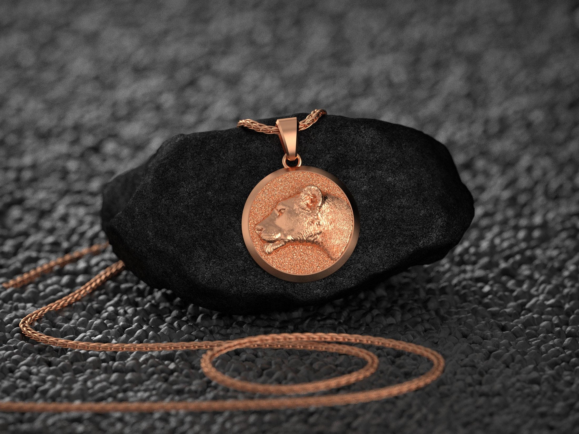 Gold Lioness Pendant - Engravable