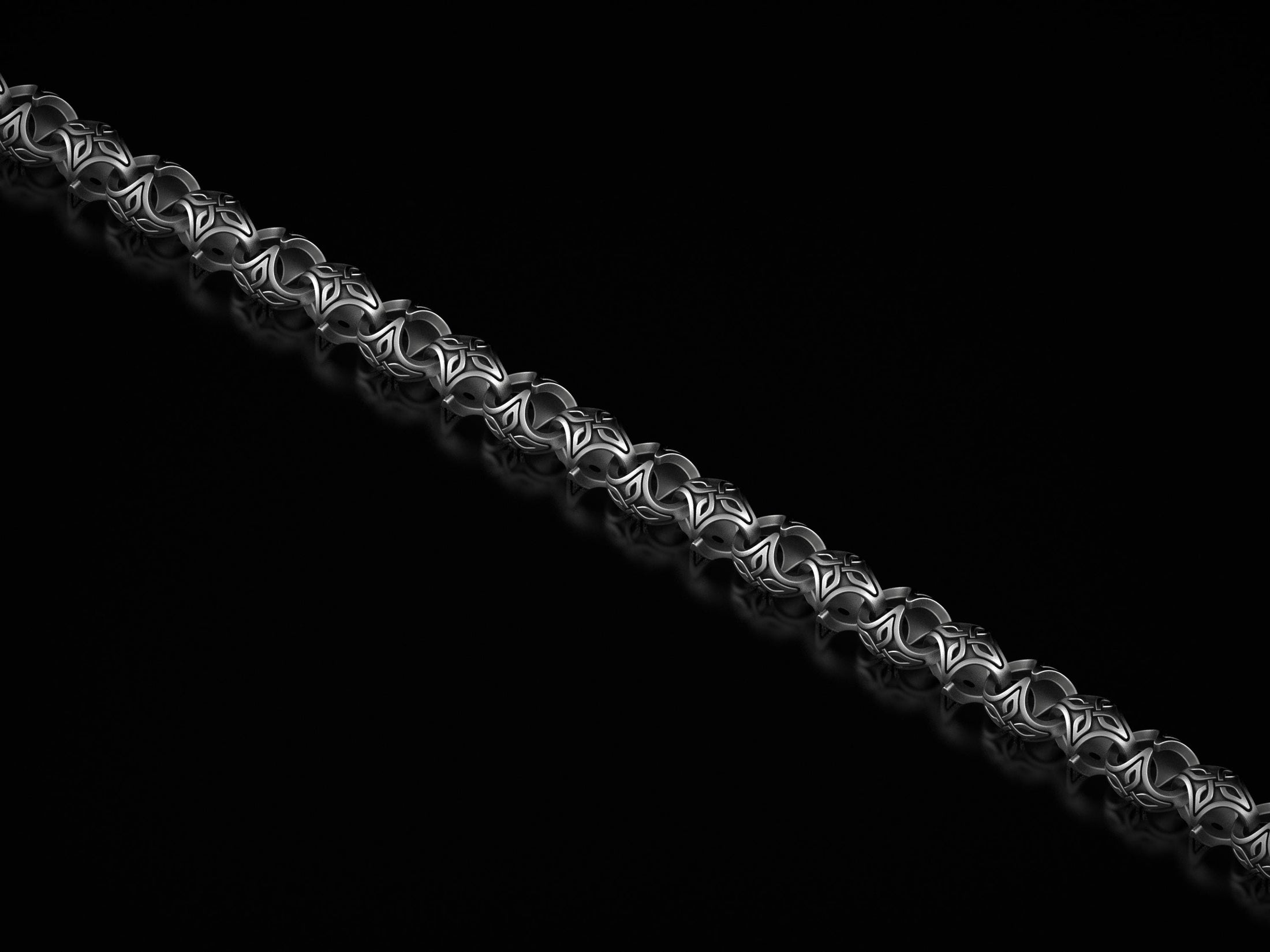 Oxidized Celtic triquetra chain necklace with bold links