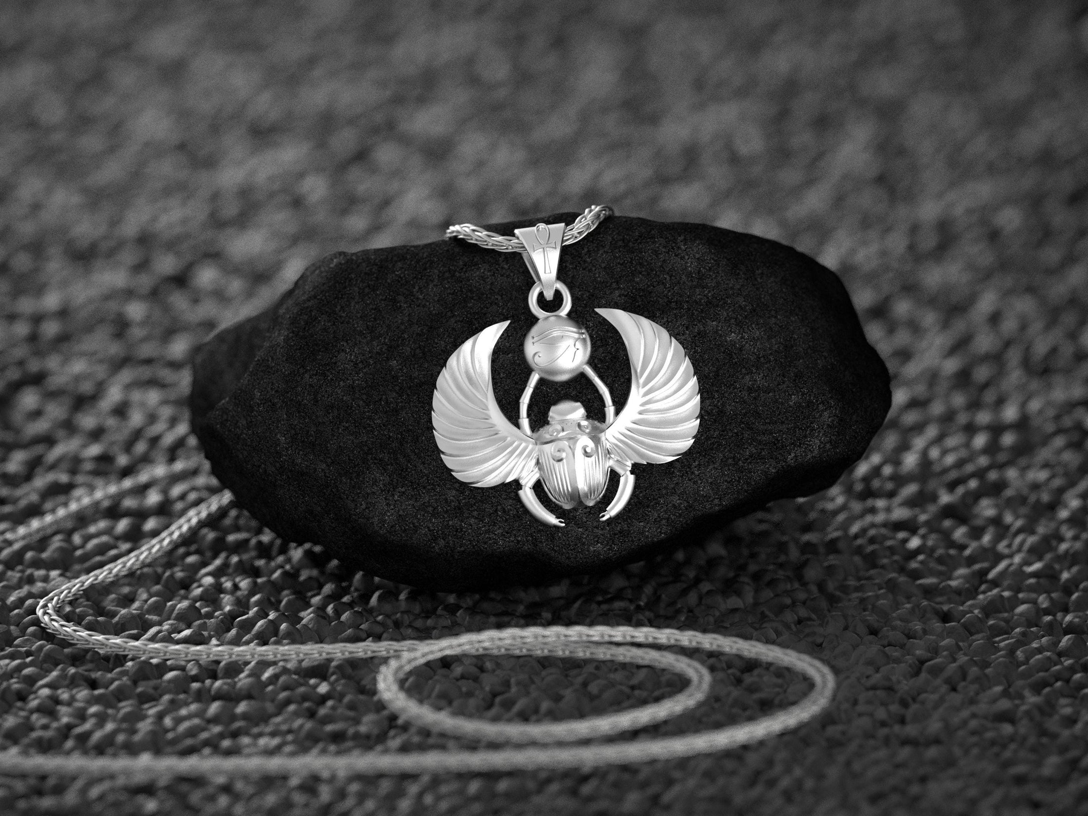 Scarab Horus Ancient Egypt Gift Jewelry Mens Silver Necklace Egyptian Unisex Winged Accessory Pendant Oxidized Gold Plated Beetle