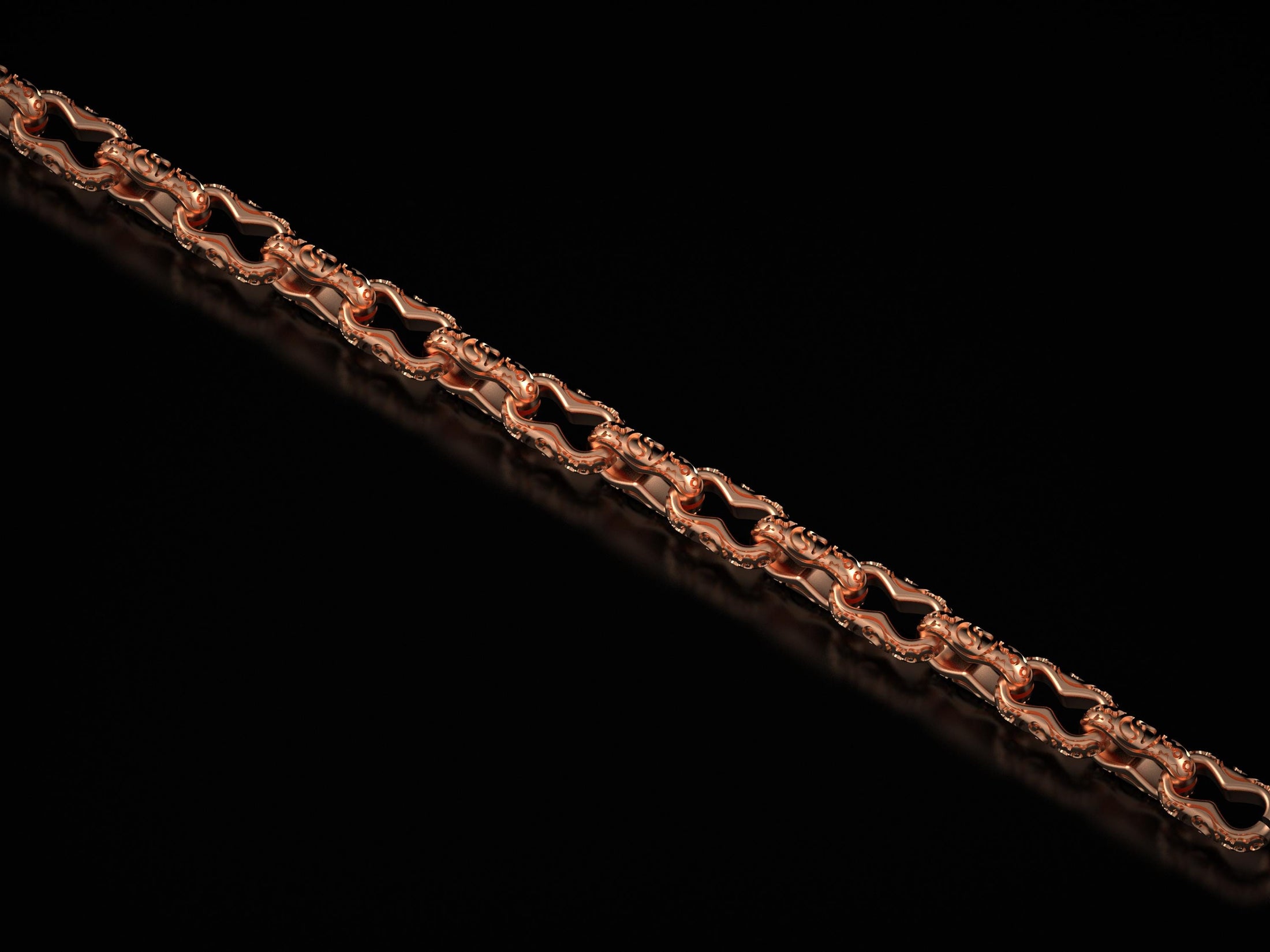 Rose gold baroque style chain with sculpted links