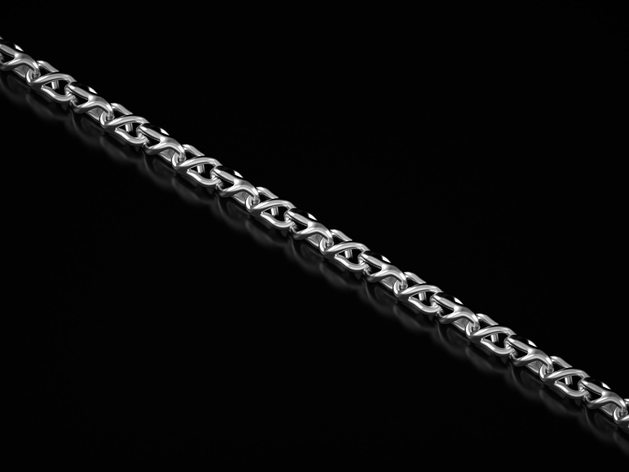Shiny polished silver geometric chain necklace