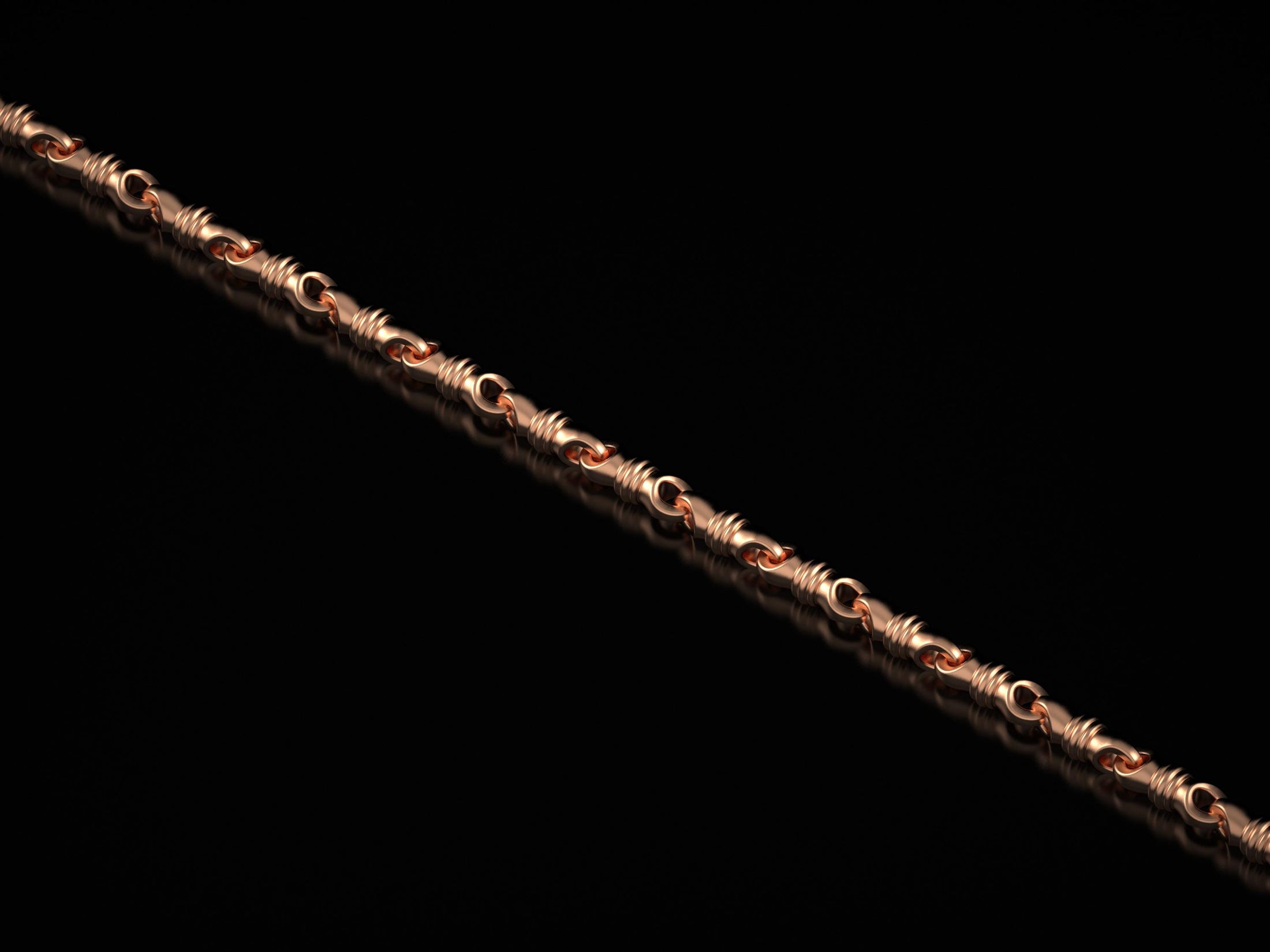 Rose gold men’s ridged link necklace