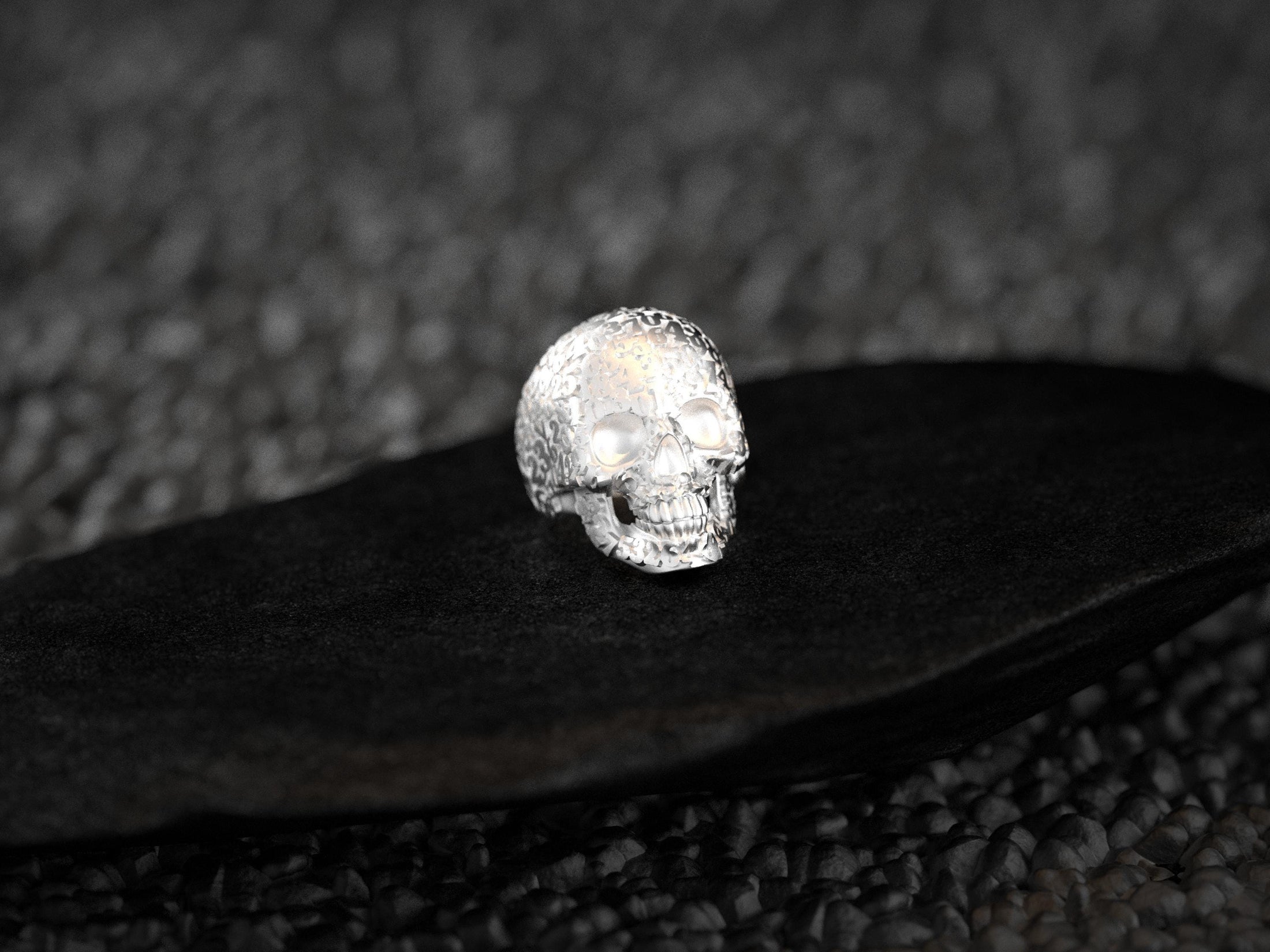 Cronus Skull Numerology 925 Sterling Silver Signet Ring, Memento Mori Jewelry